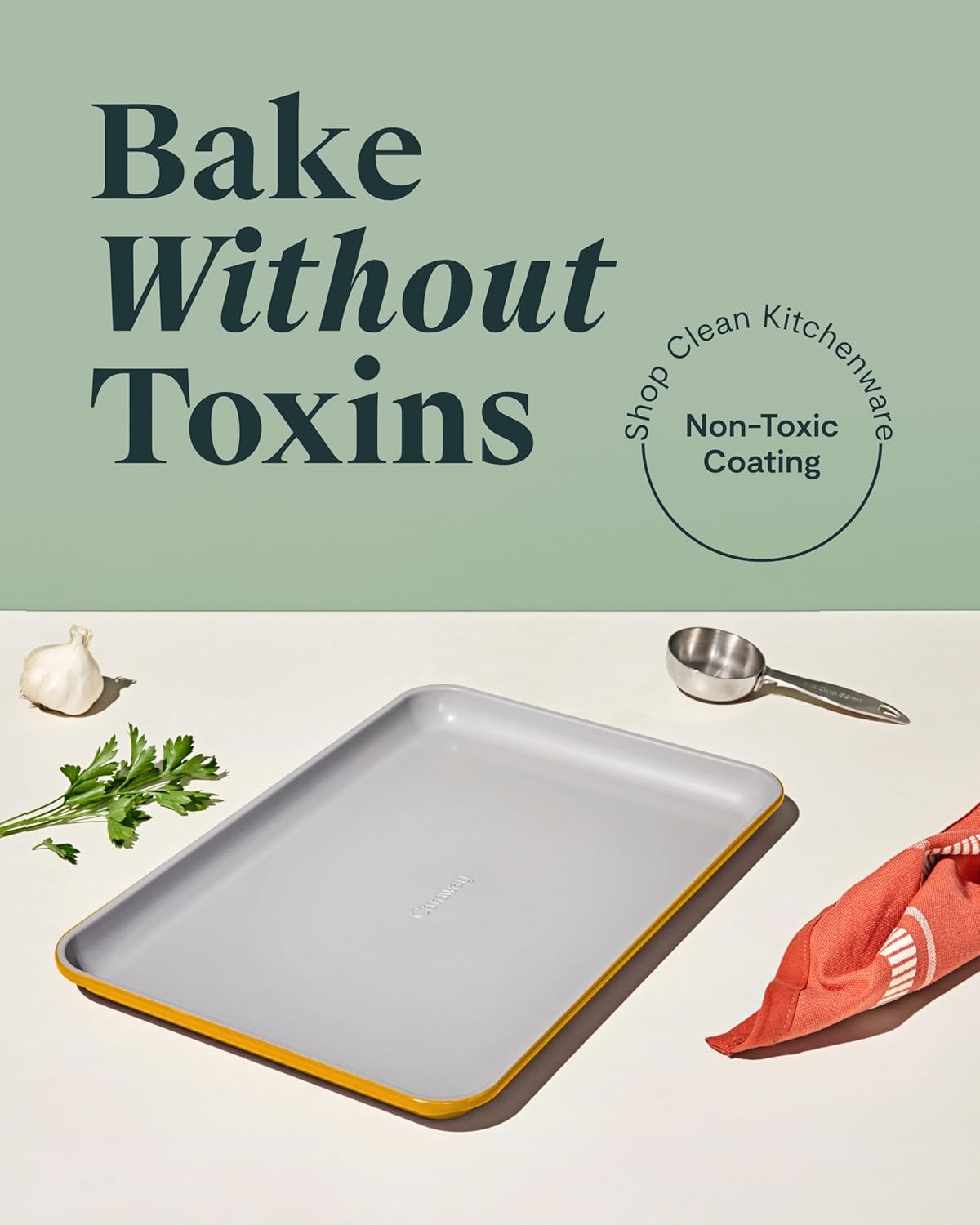 Caraway Non-Stick Ceramic Medium Baking Sheet - Naturally Slick Ceramic Coating - Non-Toxic, PTFE & PFOA Free - Perfect for Baking, Roasting, and More - Medium (15" x 10") - Marigold