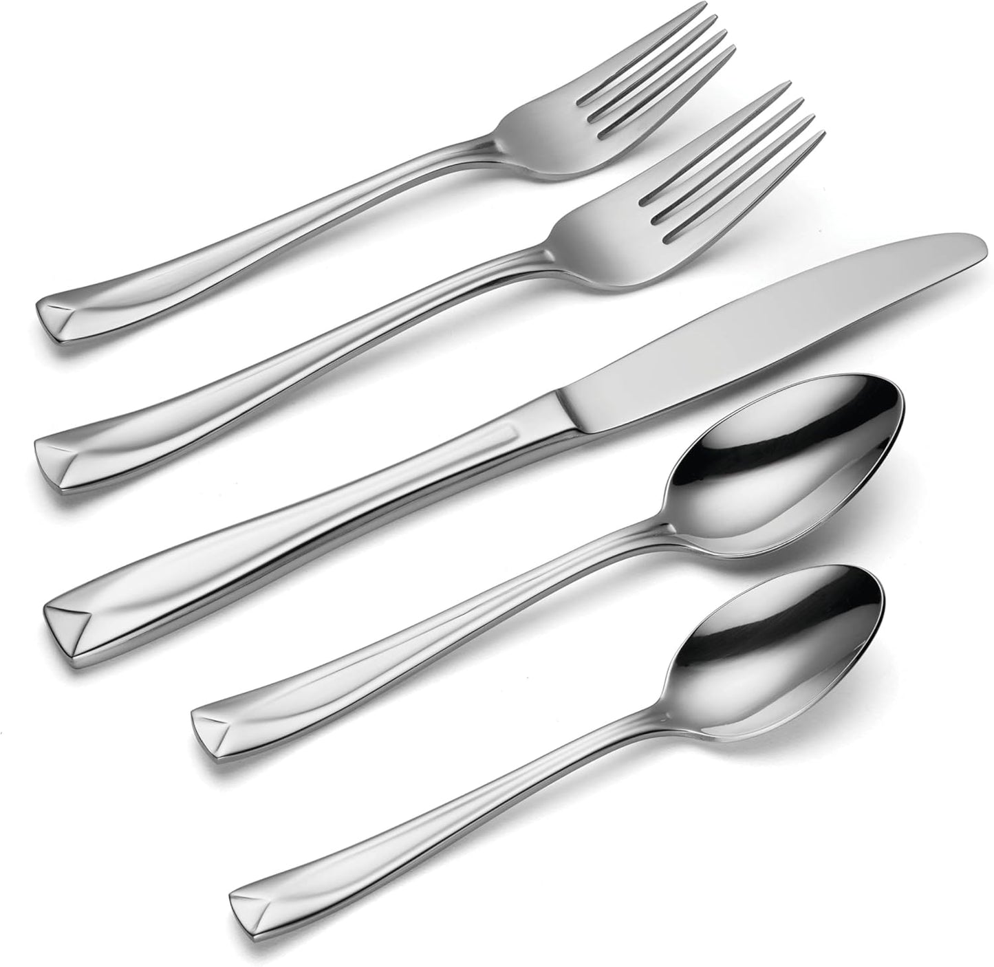 Oneida Lincoln 20 Piece Everyday Flatware, Service for 4, 18/0 Stainless Steel, Silverware Set, Dishwasher Safe, Silver
