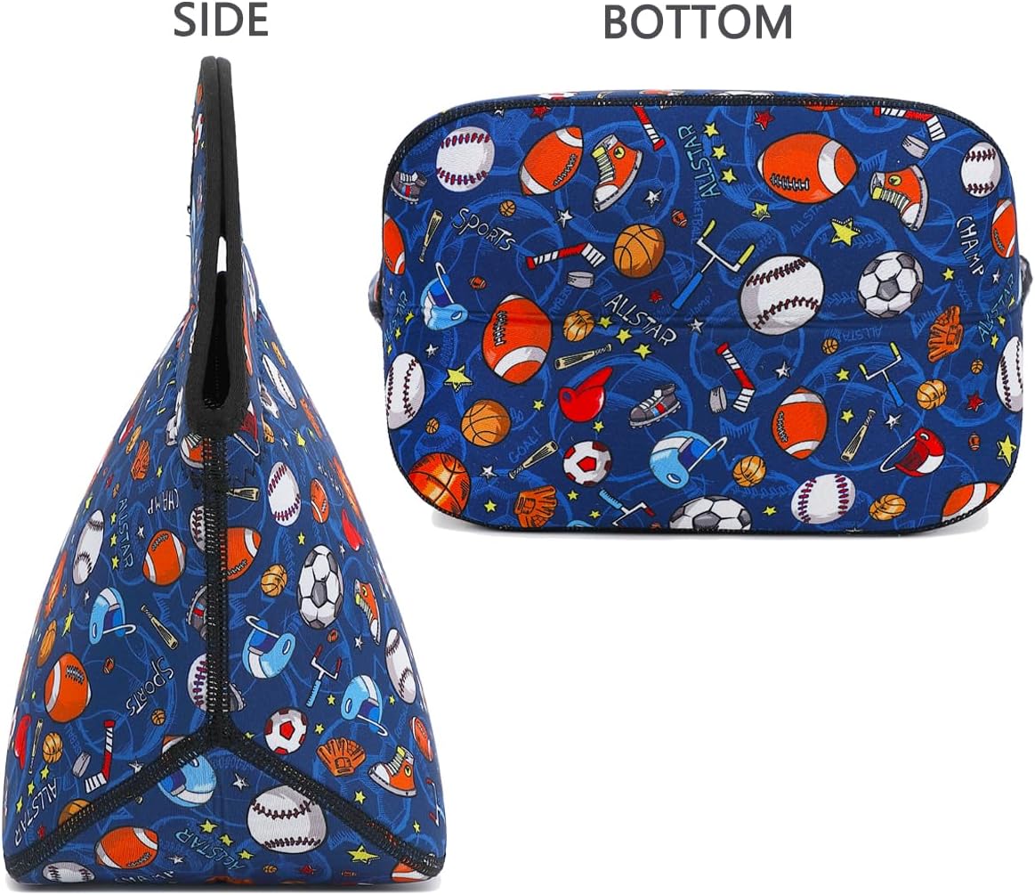 FlowFly Neoprene Kids Lunch box Insulated Soft Bag Mini Cooler Thermal Meal Tote Kit for Boys, Girls,Men,Women,School,Work, Office, FootBall