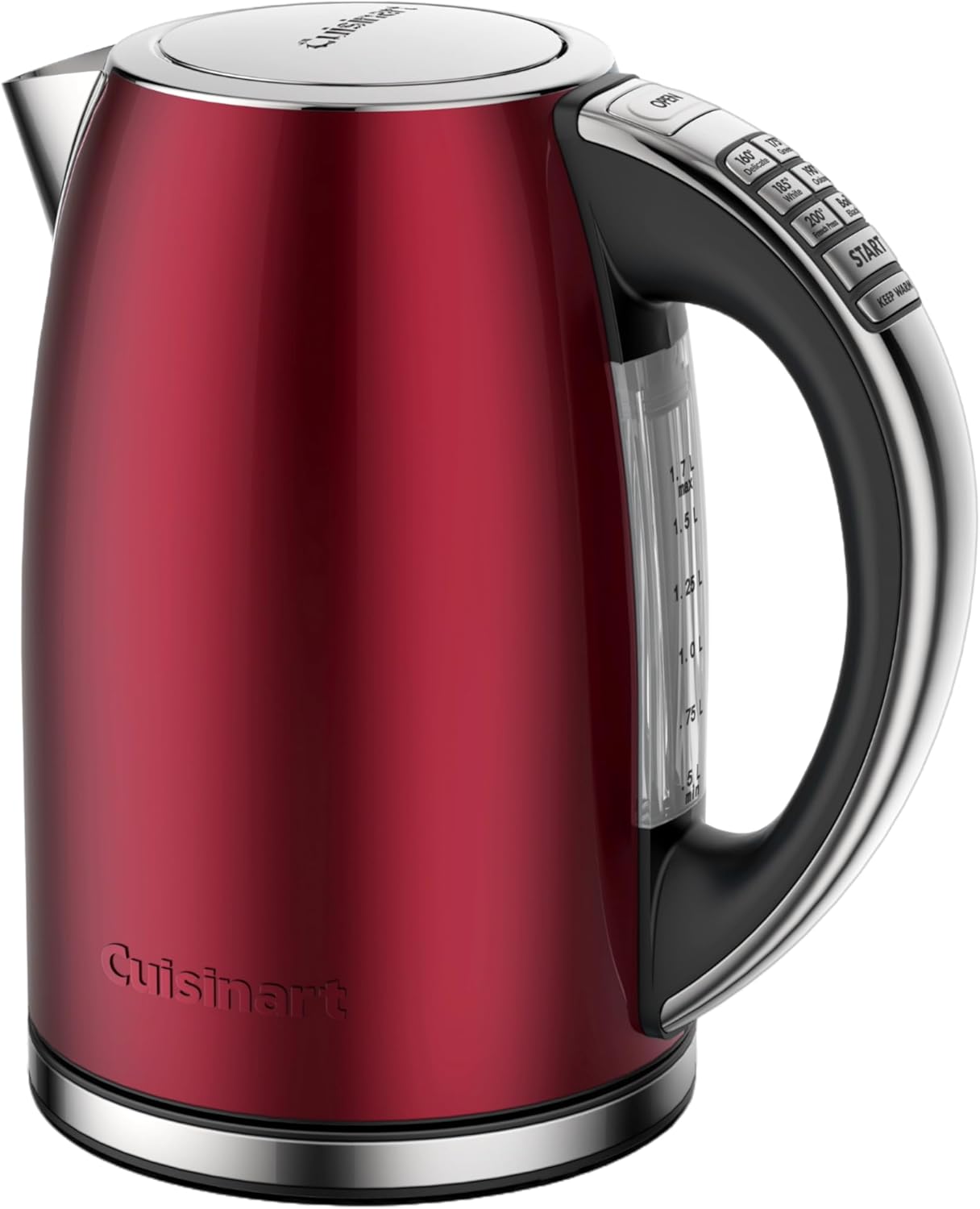 Cuisinart 1.7-Liter Stainless Steel Cordless Electric Kettle with 6 Preset Temperatures (Red)