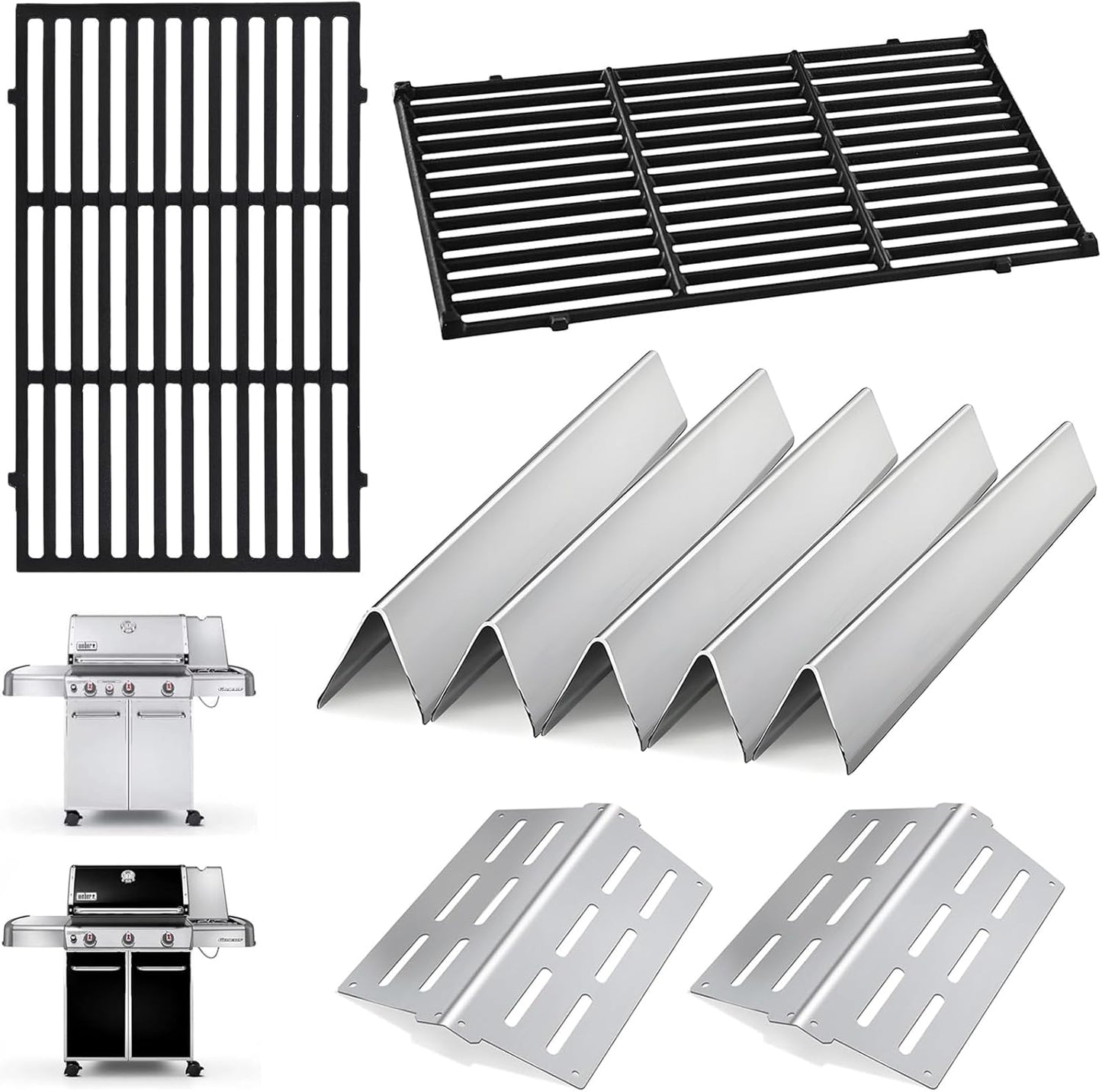 Genesis Grill Parts for Weber Genesis 300 Series Grills with Front Control Knob, 17.5" Flavorizer Bars 7620 Heat Deflectors 7622 Grill Grate 7524 for Weber Genesis E310 E320 E330 S310 S320 S330