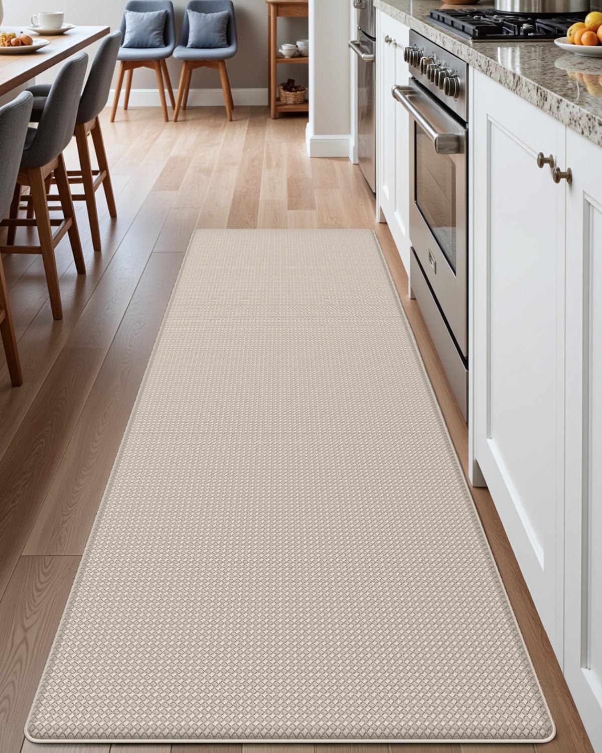 DEXI Kitchen Floor Mats Cushioned Anti Fatigue, 23x59, Large Wide Standing Runner Rug Waterproof, Comfort Memory Foam Padded for Front Sink Laundry, Beige