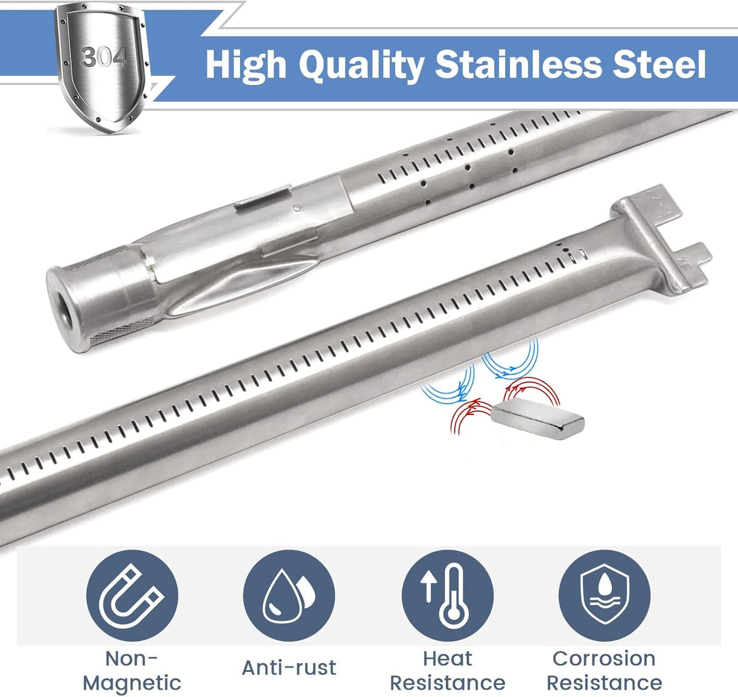 Criditpid Grill Replacement Parts for Weber Spirit I/II 200 with Front Control, 7635 Flavorizer Bars & 69785 Grill Burner Tubes Kit for Weber Spirit E210, E220, S210, S220 Grill, Stainless Steel.