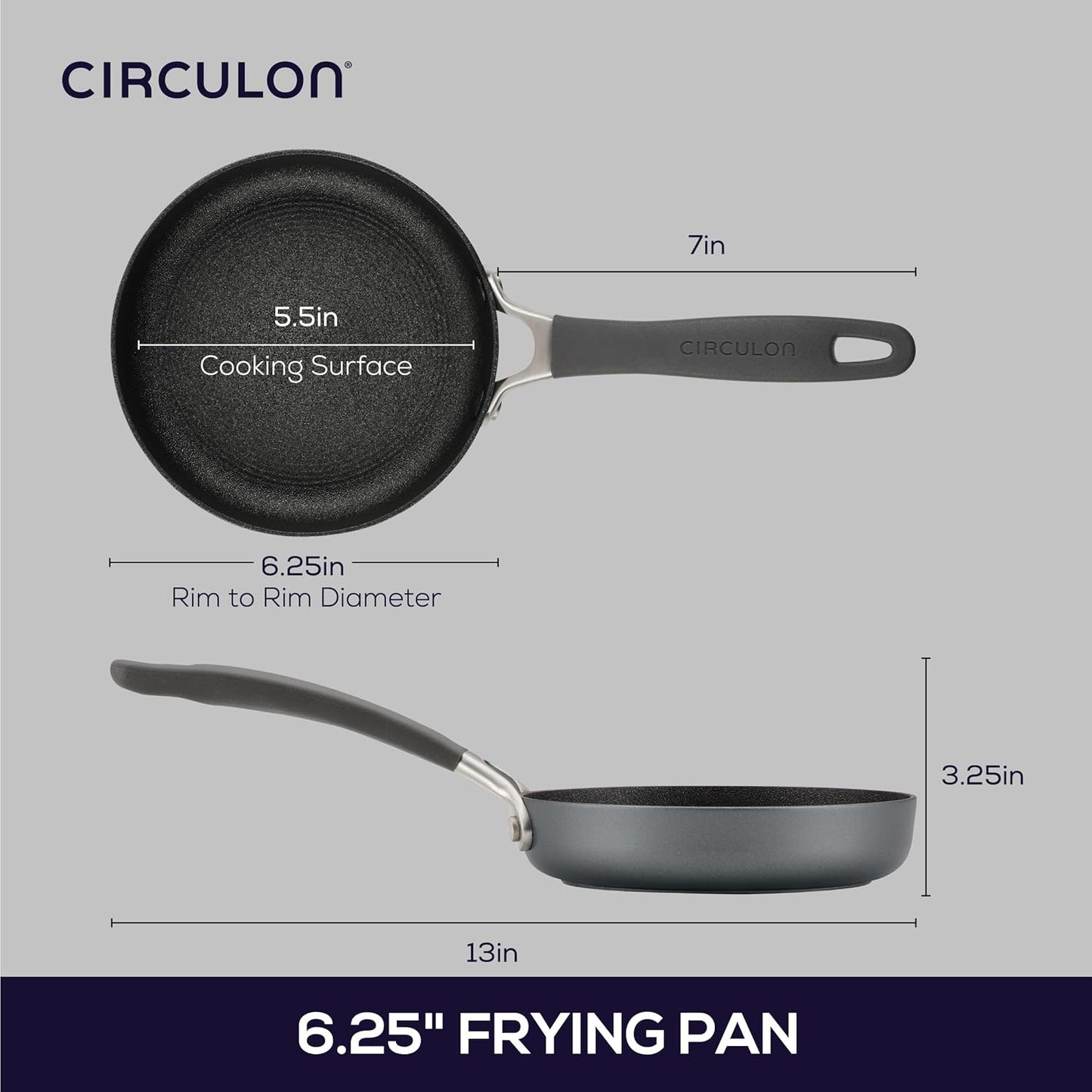 Circulon A1 Series with ScratchDefense Technology Nonstick Induction, Mini Frying Pan/Skillet, Metal Utensil Safe, 6.25 Inch Open Fry Pan - Graphite