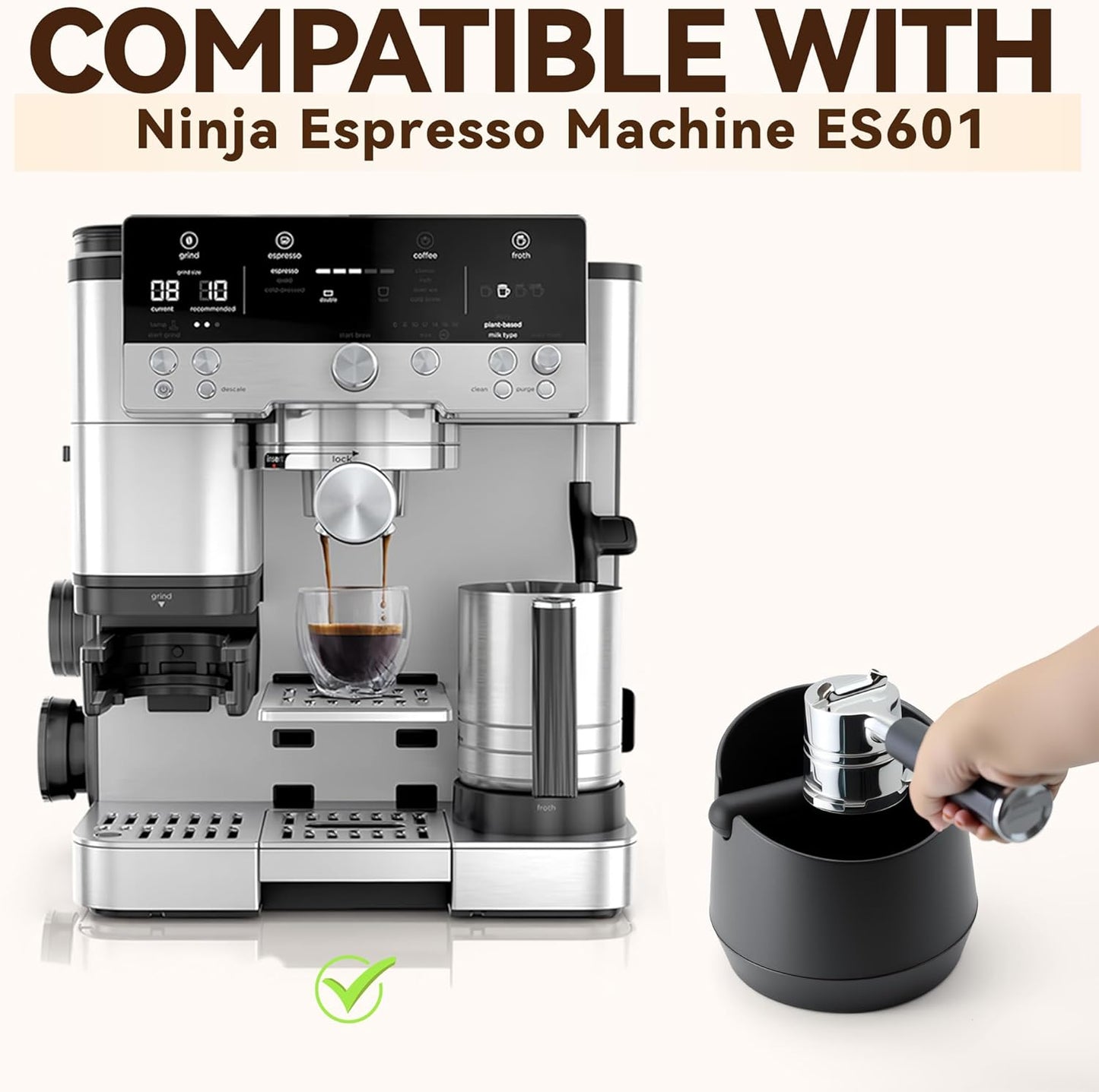 Knock Box Compatible with Ninja Espresso Machine, Large Capacity Black Coffee Knock Box for Ninja Espresso Maker Accessories