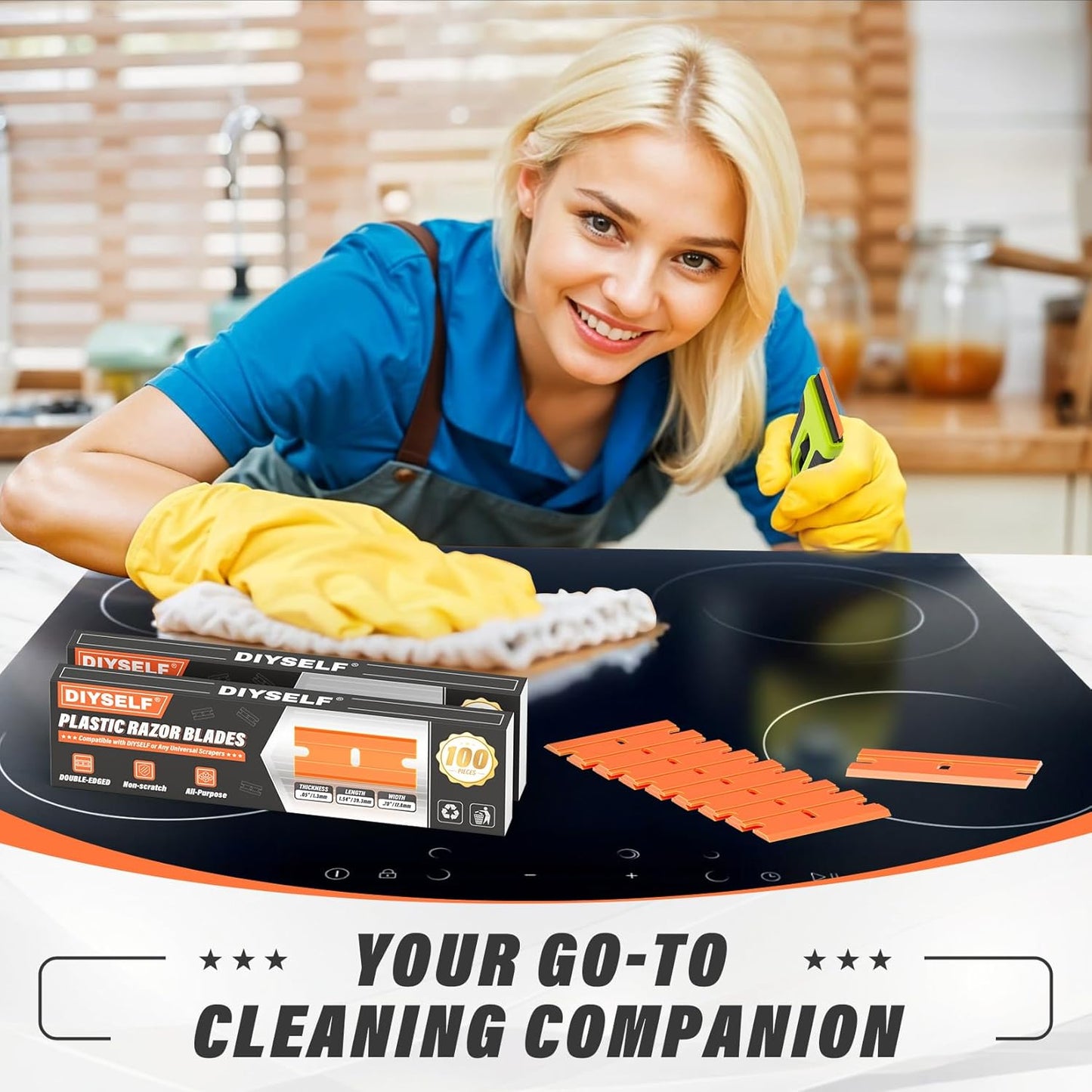 DIYSELF 600 Pack Plastic Razor Blades, Refill for Plastic Razor Blade Scraper, Universal Plastic Blades for Stains, Adhesives, Decals, Stickers, Labels, Double-edged Plastic Blade