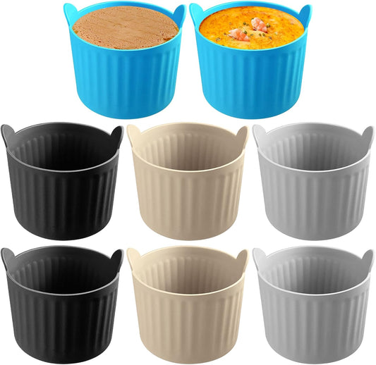 8 Pcs Air Fryer Baking Ramekins Premium Food-Grade Silicone Mold Cups Non-Stick Air Fryer Accessories Air Fryer Egg Molds for Eggs, Cupcakes, Muffins, Puddings, Tarts, Custards
