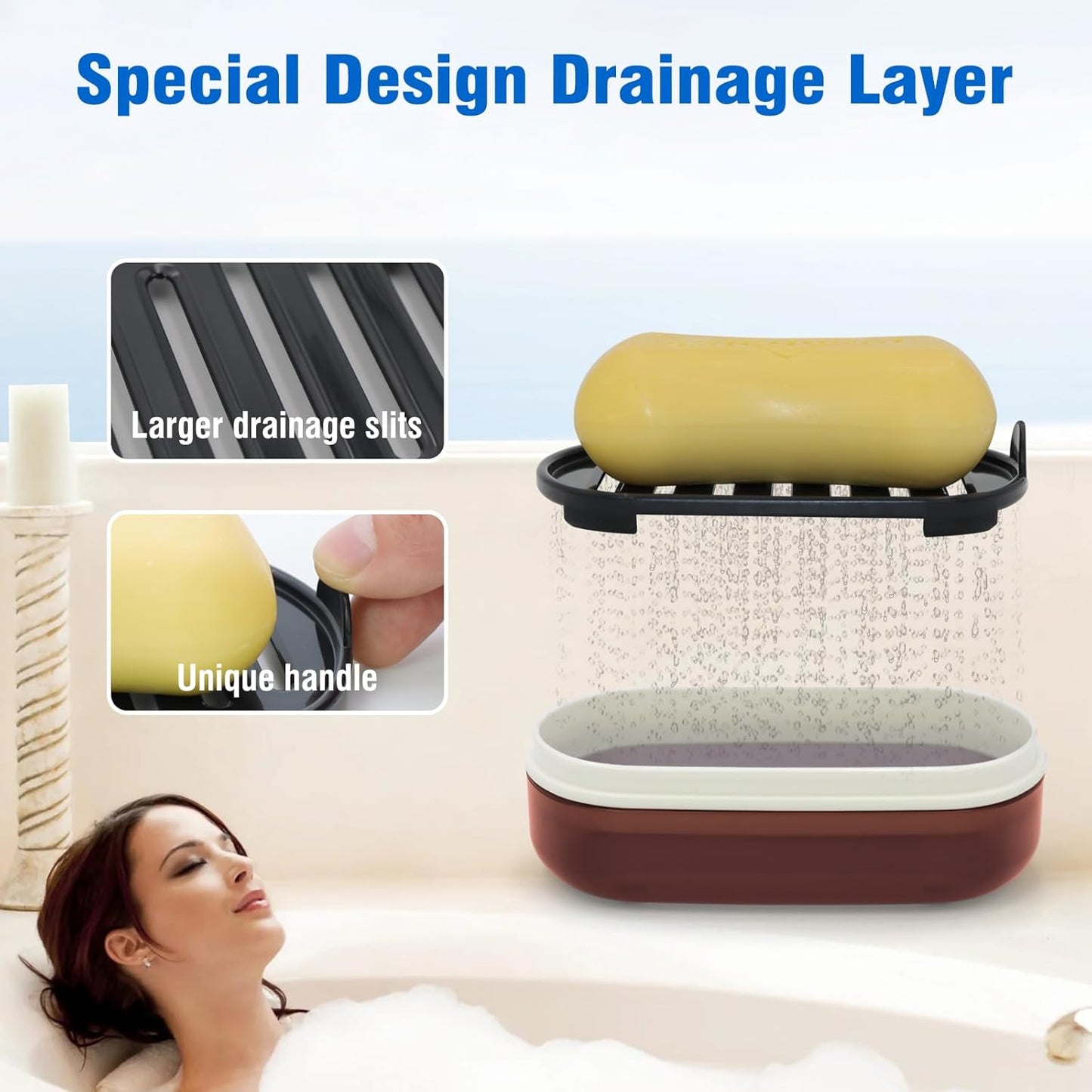 Travel Soap Container, Translucent Visible Soap Box, Travel Soap Holder with Removable Draining Layer, Portable Soap Case for Traveling, Camping, Gym (Red Style A)