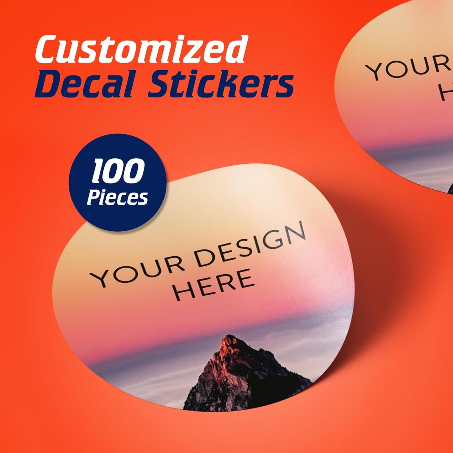 100 Custom Vinyl Stickers - Upload Your own Image, Text, Design, Logo - Personalized Logo Labels for Handmade, Packaging, Bottle, Jars, Candle, Brand Stickers (Mountain, 6x6)