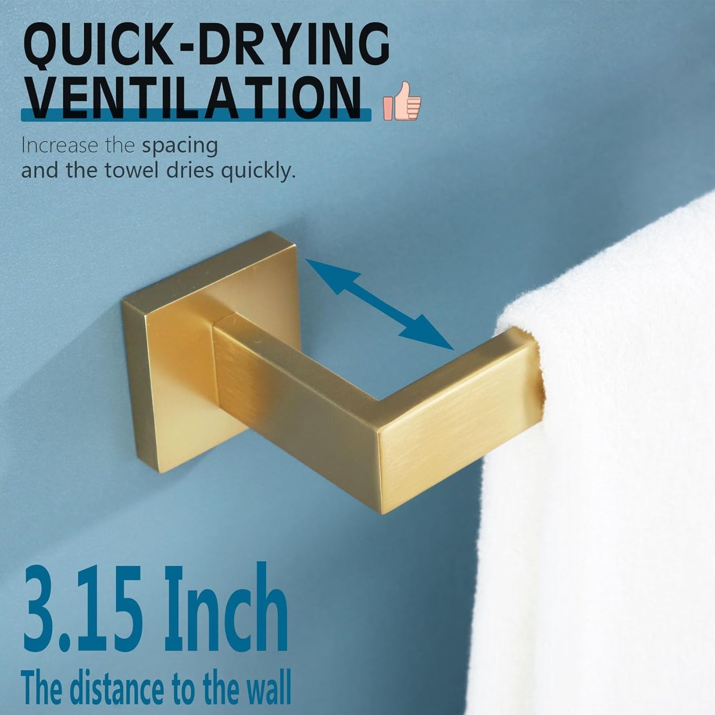 KOKOSIRI 24-Inch Single Towel Bar, Bathroom Kitchen Towel Holder, Wall Mounted SUS304 Stainless Steel Towel Rack 2 Pack, Brushed Gold, B4003BG-L24-P2