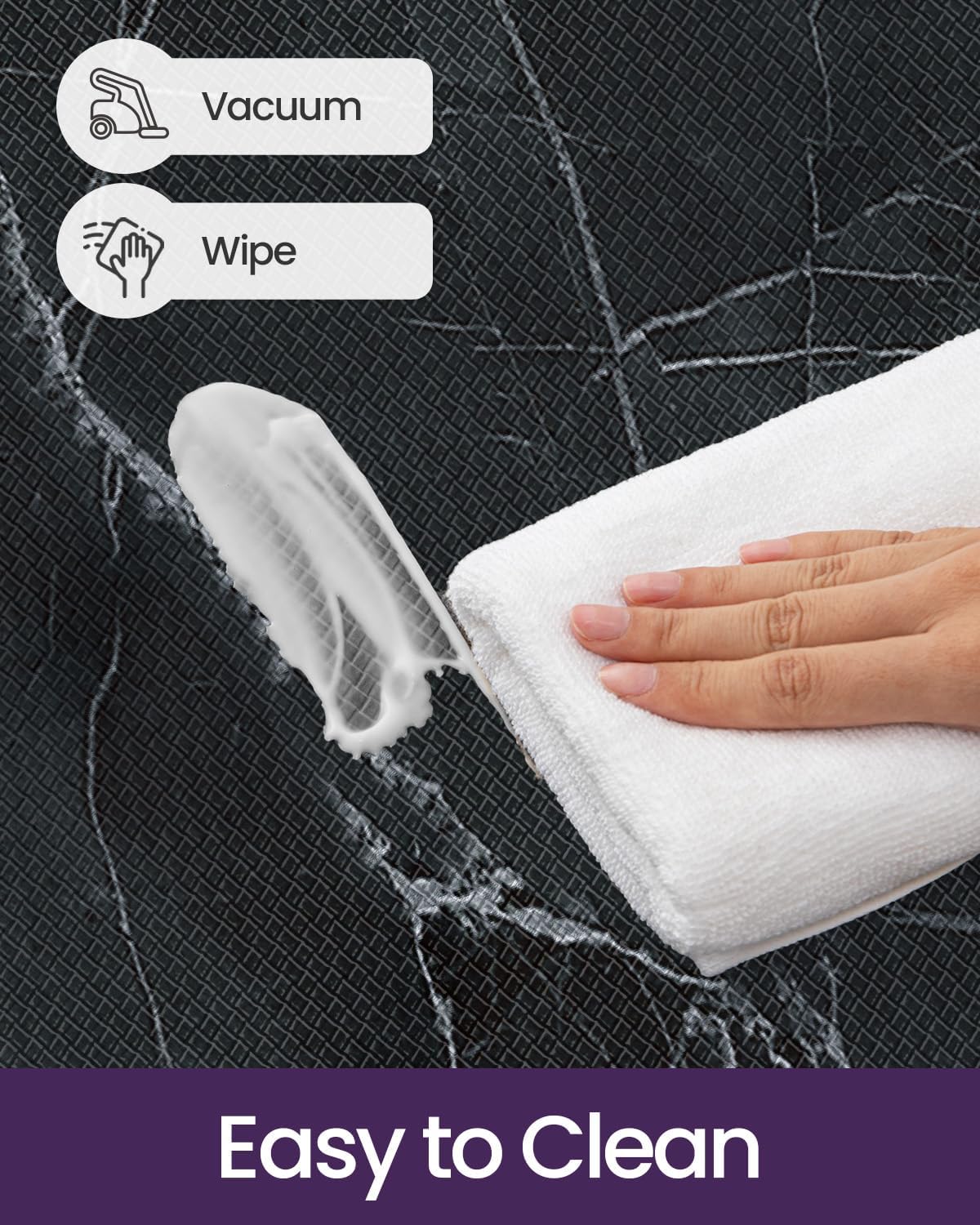 DEXI Kitchen Floor Mats Cushioned Anti Fatigue, 23x86 Large Long Standing Comfort Runner Rug Waterproof, Marble Memory Foam Padded for Front Sink Laundry, Black