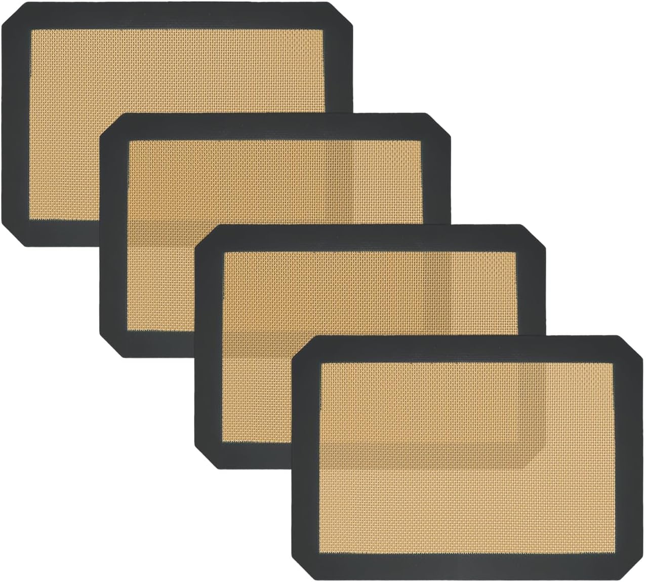 Small Silicone Baking Mats, Set of 4,11-4/5x8-1/4 Inch Quarter Sheet Size, Non Stick, BPA Free, 1/4 Baking Sheet Pan Liner for Cookies, Macaron, Bread, Pastry, Toaster (Grey)