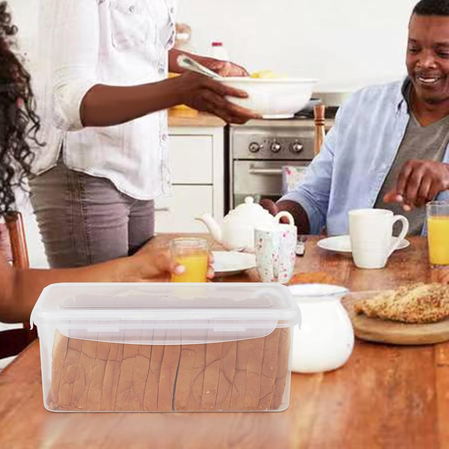 Bread Box,Bread Storage Container,2 Bread Boxes for Kitchen Airtight,Bread Containers with Lids to Save Sourdough Bread,Homemade Bread,Cake,Cookie,Toast,Dishwasher Safe,Loaf Holder,Plastic