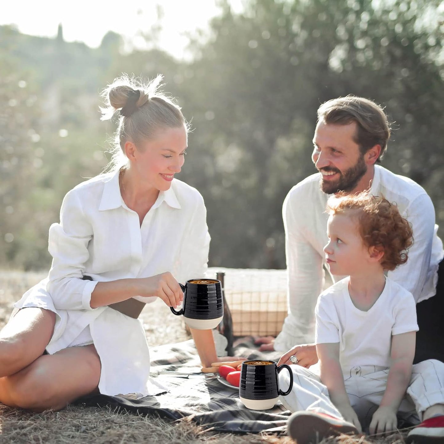 Hasense Large Coffee Mug, 20 oz Ceramic Coffee Cup with Comfortable Handle for Office and Home, Ideal for Coffee Tea Latte, Dishwasher Microwave Safe, 1 PCS(Black)