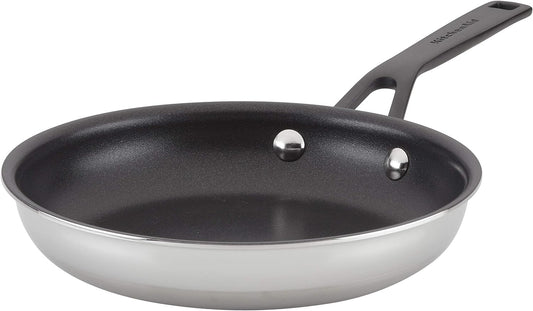 KitchenAid 5-Ply Clad Polished Stainless Steel Nonstick Fry Pan/Skillet, 8.25 Inch