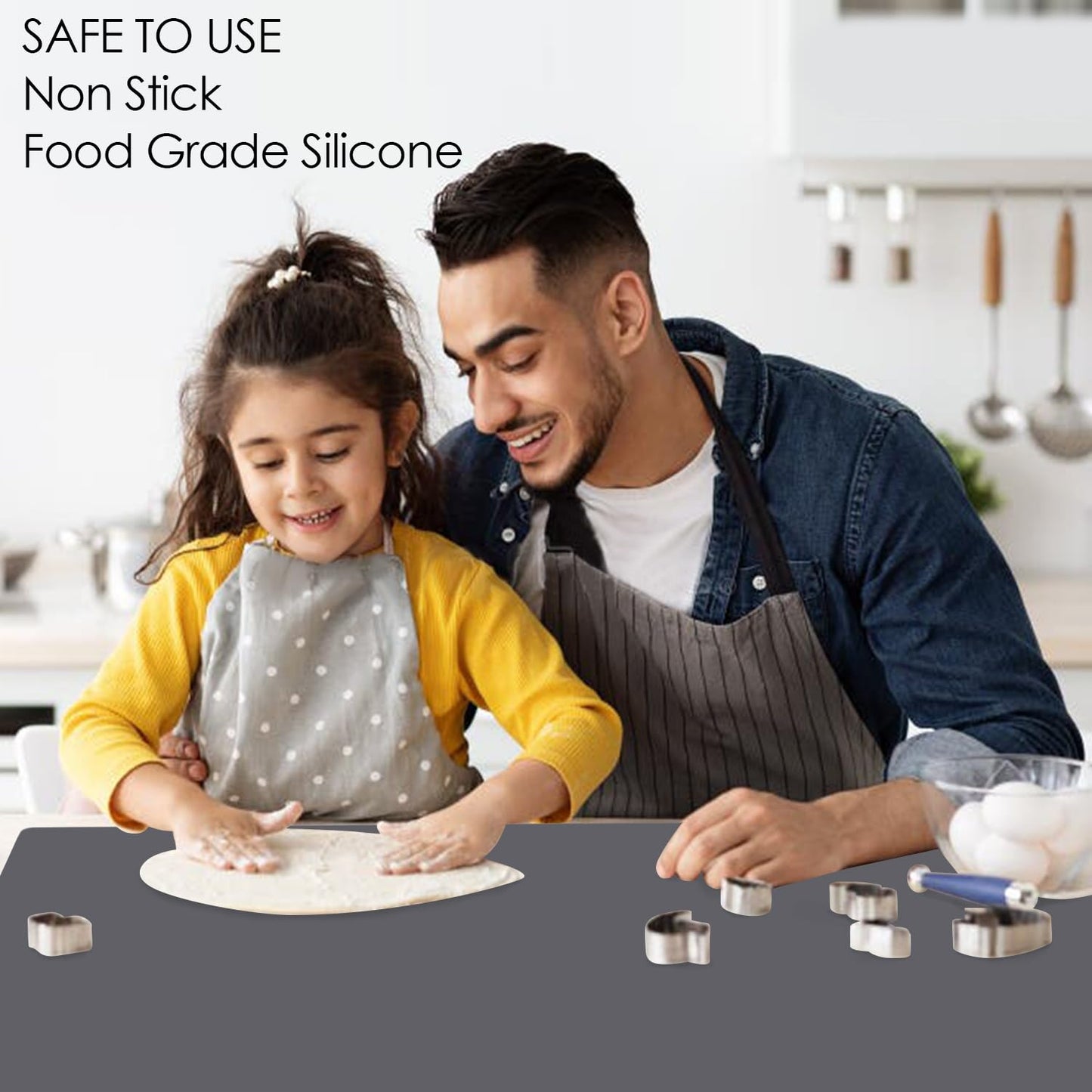 Extra Large Silicone Mat, 31.5x23.6 Large Silicon Placemats for Kids, Heat Resistant Matt for Kitchen Counter Non-Stick Table Mat for Dough and Pastry, Silicone Craft Mat for Kids, Dark Gray