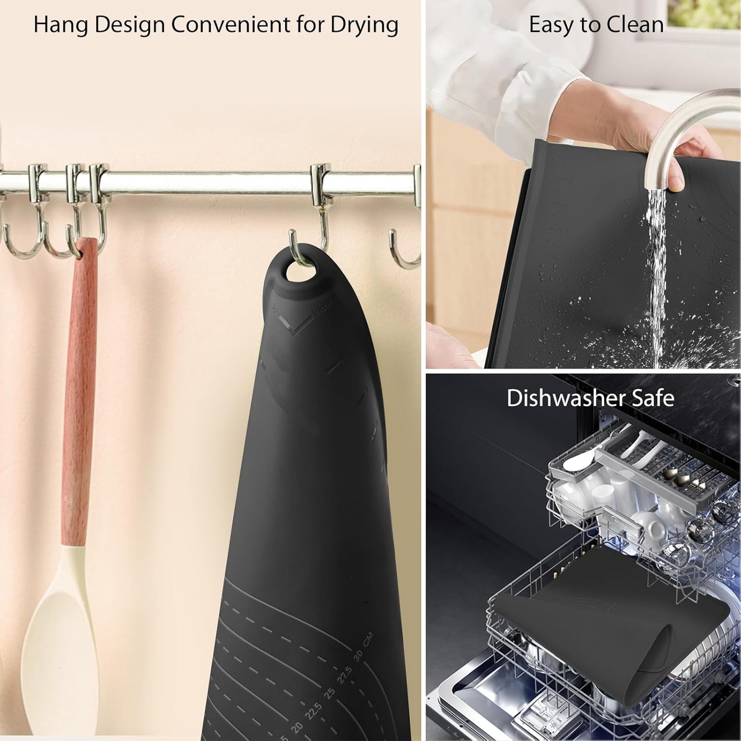 Silicone Pastry Mat 28" x 20" Extra Thick Dough Rolling Mat with Measurements and Edge Heightening, Non-stick Food Grade Silicone Baking Mats for Pastry, Bread, Cookies, Pizza, Fondant, Pasta