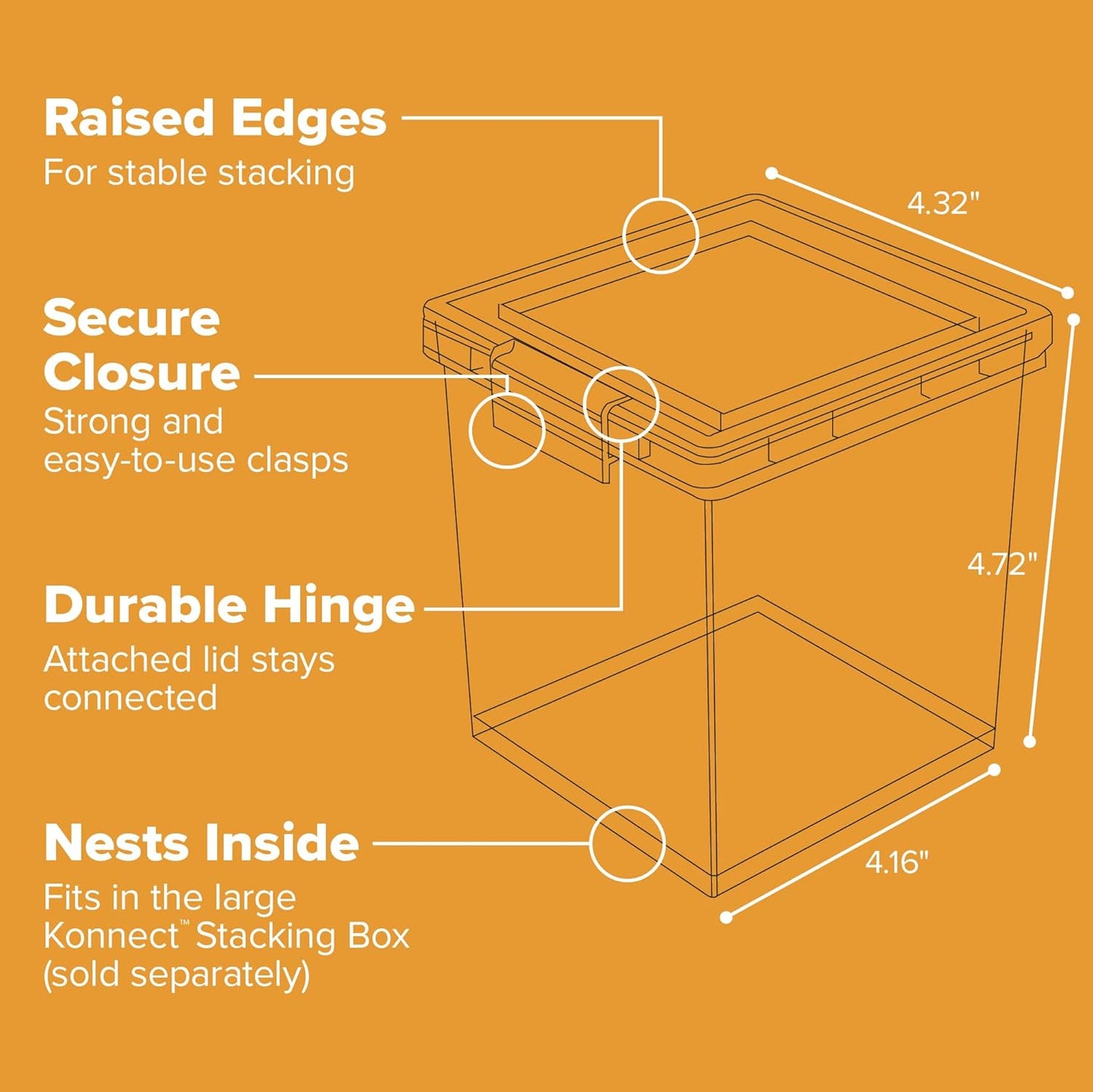 Bostitch Konnect Storage Containers with Lids, Organizer, Clear Plastic Box, Stackable Nesting Bins, Medium, 2 Pack