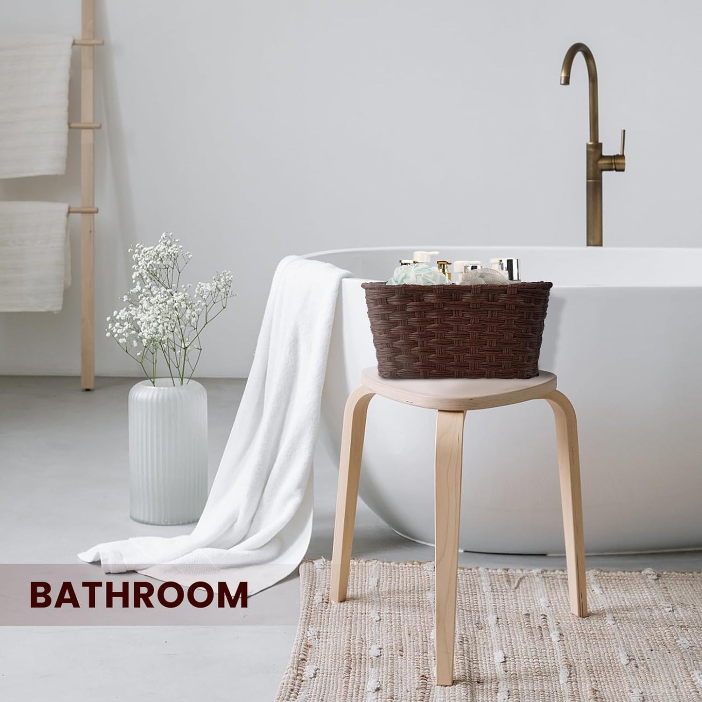 Wicker Storage Baskets, Baskets for Shelves, Toilet Paper, Woven Storage Baskets for Organizing, Brown, 12" x 12" x 6", 2-Pack