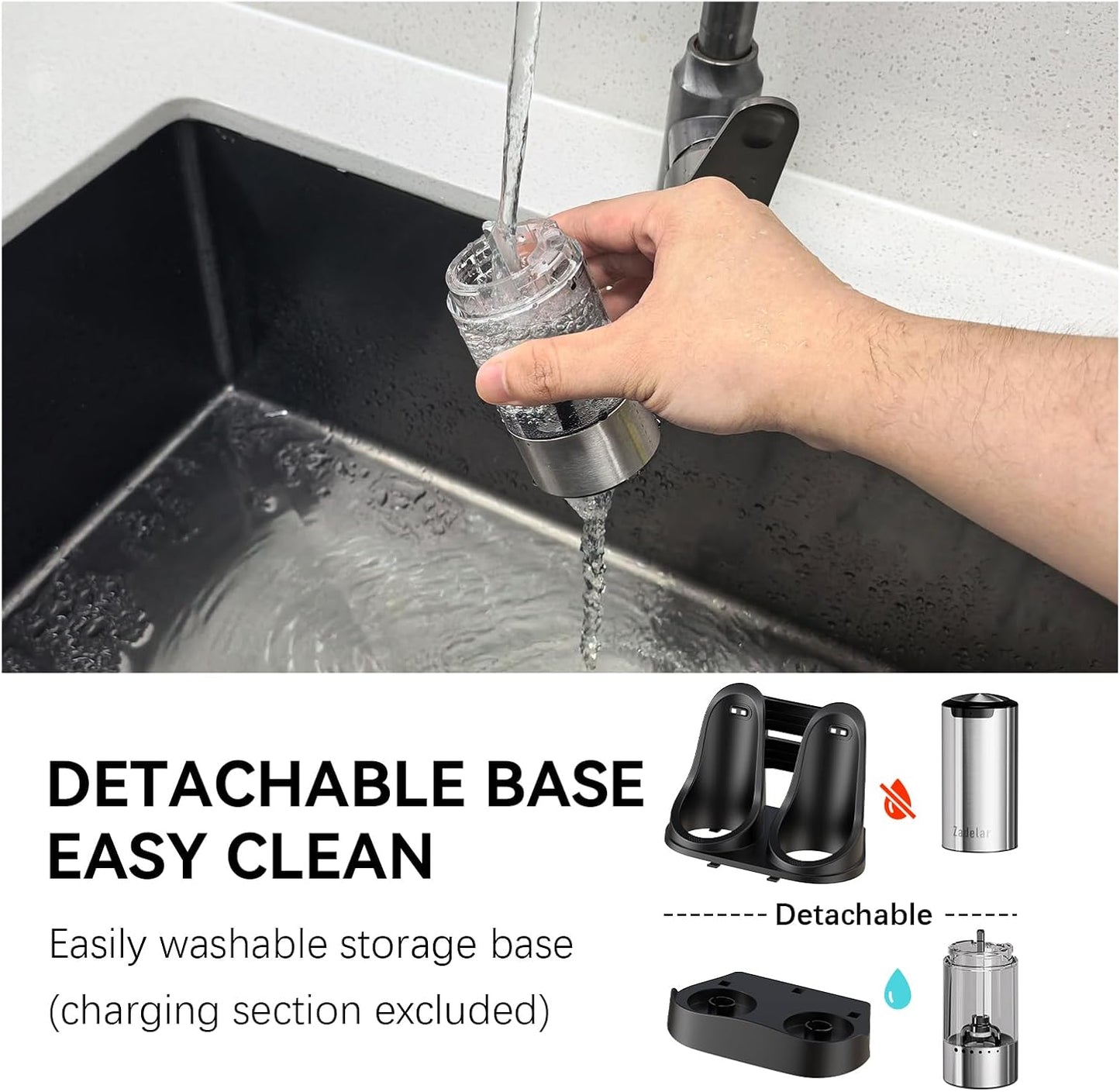 Electric Rechargeable Salt and Pepper Grinder Set,Automatic Pepper Mill Grinder with USB C Charging Dock,Upgraded 95ml Large Capacity,Adjustable Coarseness,LED Light,Stainless Steel