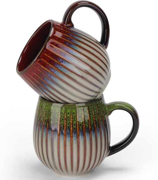 CosyCorner Ceramic Coffee Mugs, 17 oz Large Coffee Cups, Couple Coffee Mugs Set with Gift Box (A&B)