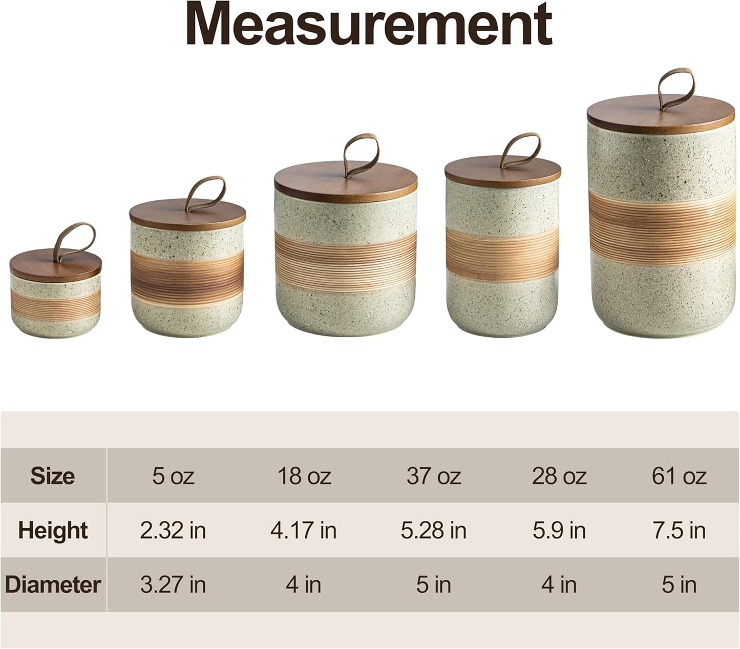 Ceramic Jar with Lid Airtight, Coffee Container Kitchen Food Storage Jars for Spice Sugar Tea Bag, Stackable Decorative Jars for Countertop, 18 fl.oz