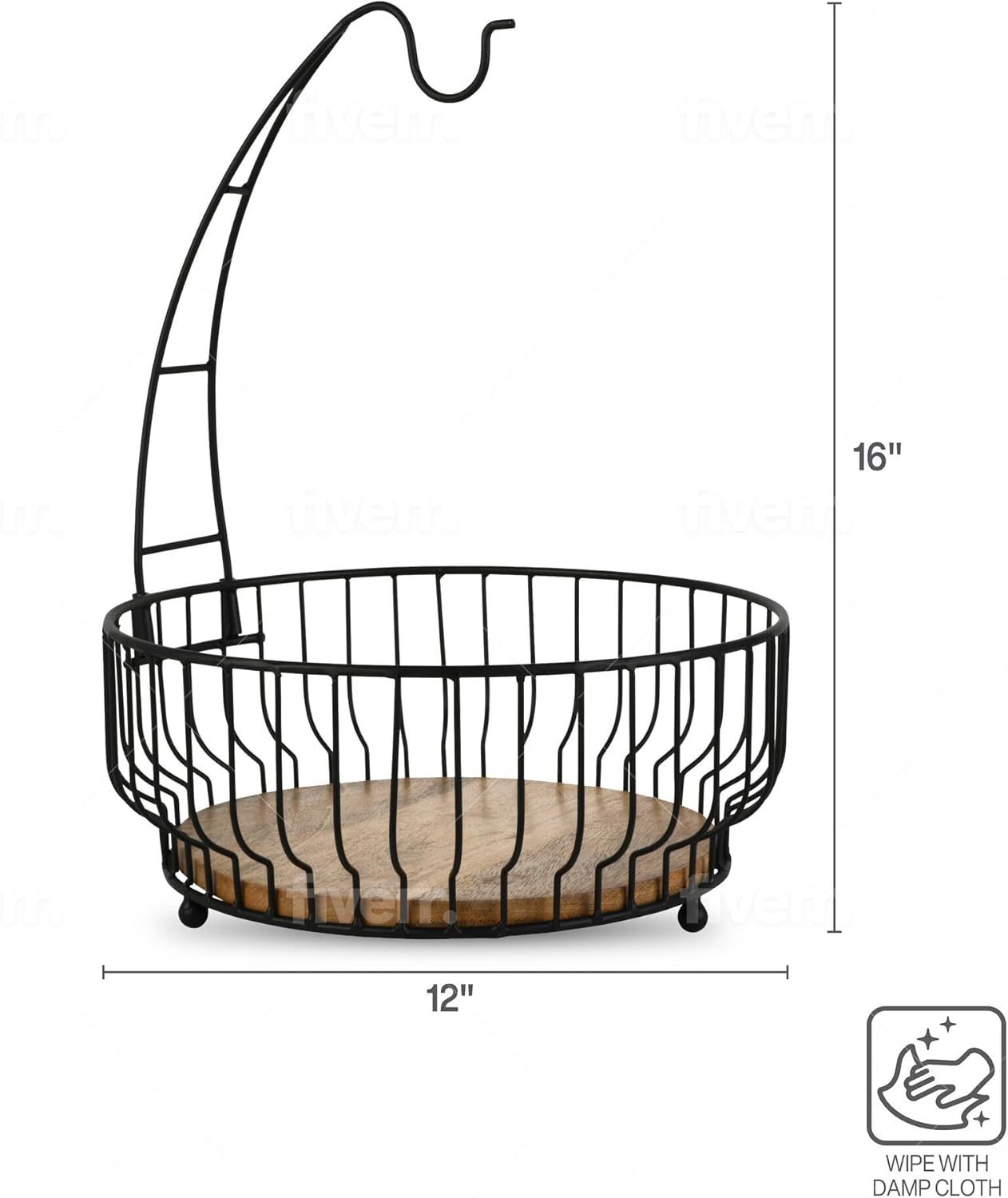 Gourmet Basics by Mikasa Savannah Fruit Storage Basket with Removable Banana Hook, 12 x 12 x 16 Inch
