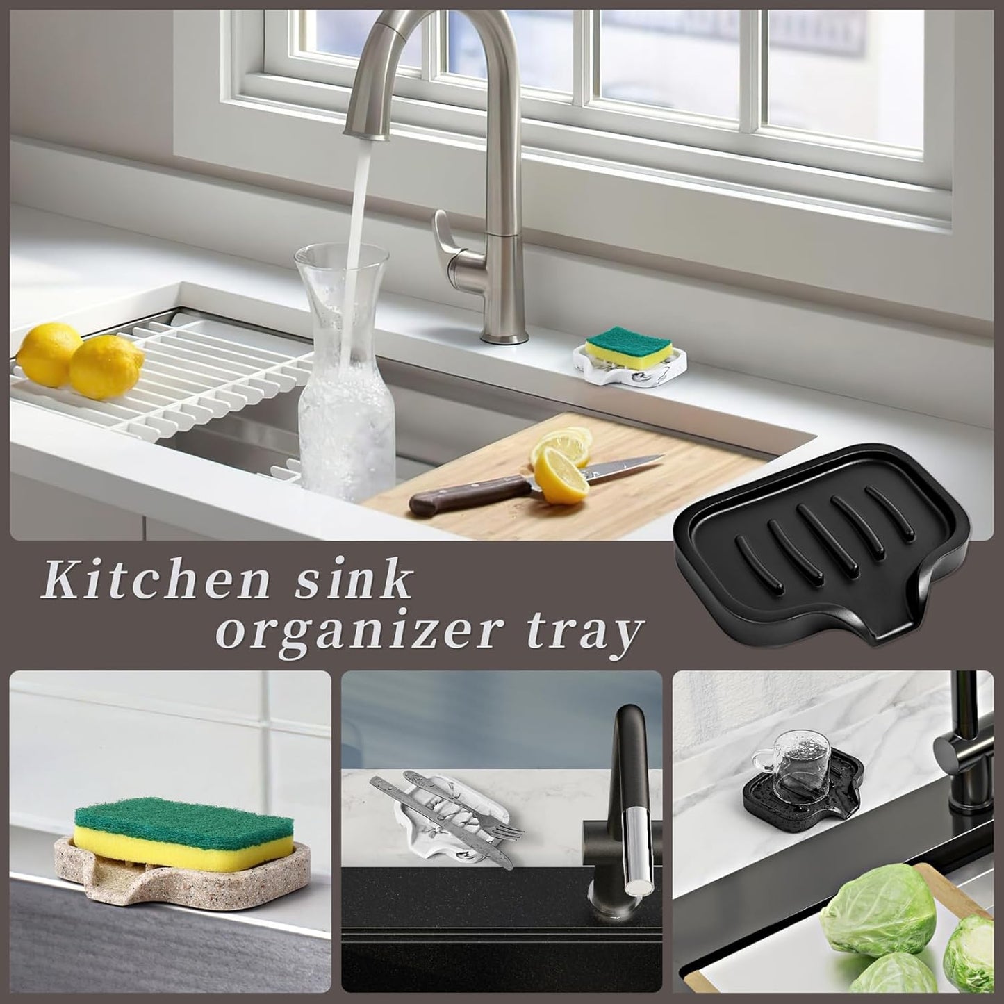 Self Draining Soap Dish- Bar Soap Holder for Shower, Large Soap Savers Soap Tray Sponge Holder for Kitchen Bathroom Bathtub Sink, Linen