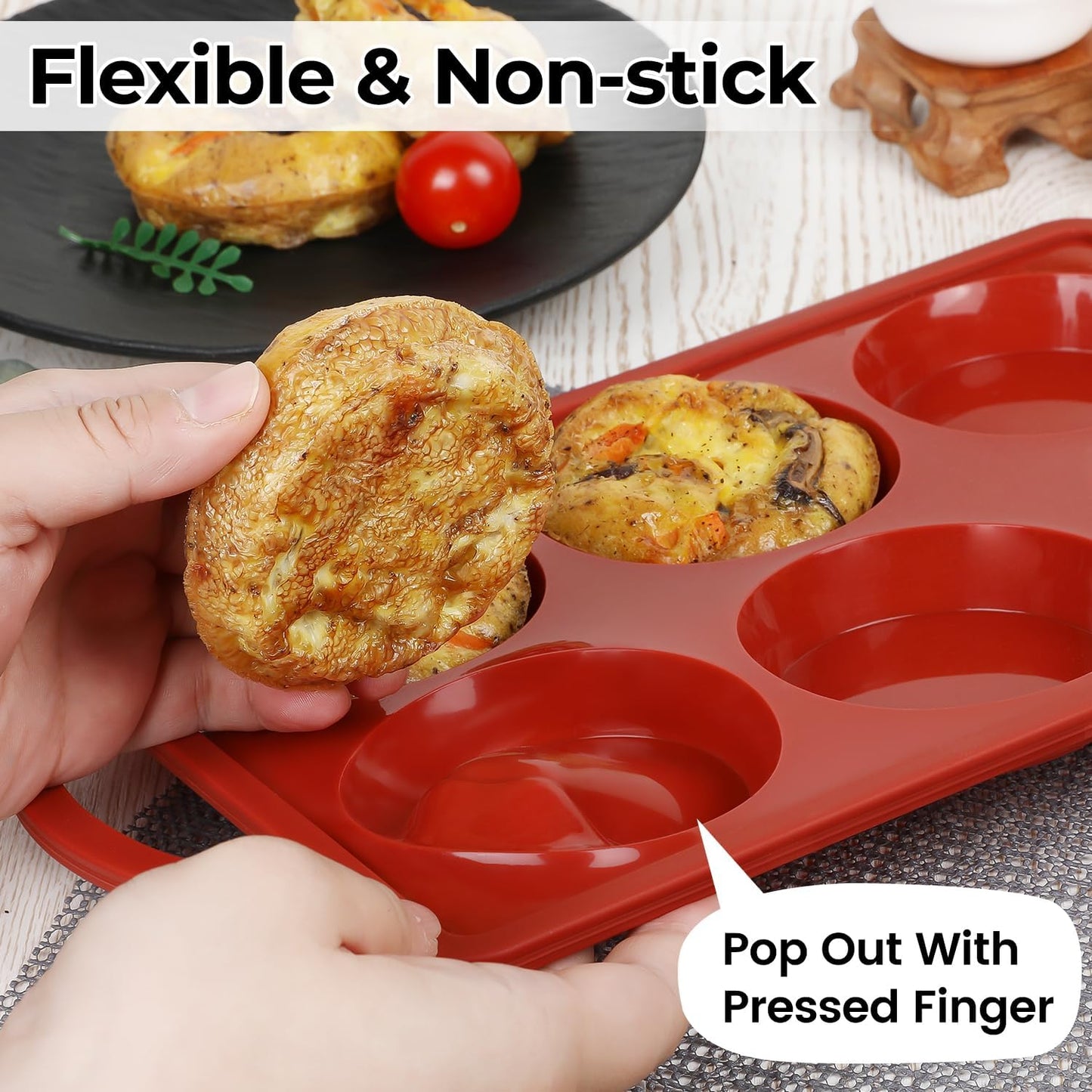 CAKETIME Muffin Top Pan Non Stick, 3 Inch Metal Frame Round Egg Baking Pan for Oven English Muffins, Whoopie Pies, Corn Bread, Egg Bites, Breakfast Sandwiches Tarts 3 Pack Brown