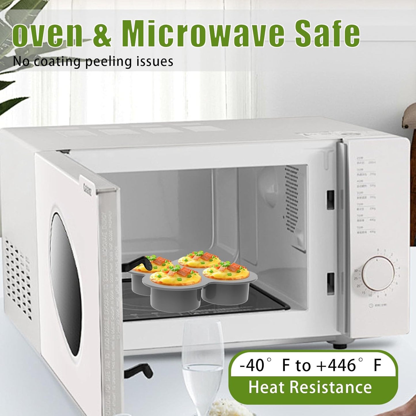 Silicone Egg Bite Molds- 4 Cups Air Fryer Egg Mold, Silicone Egg Molds Ideal For Muffins, Cakes, Pies, Breads (2 Pcs Red + Gray)