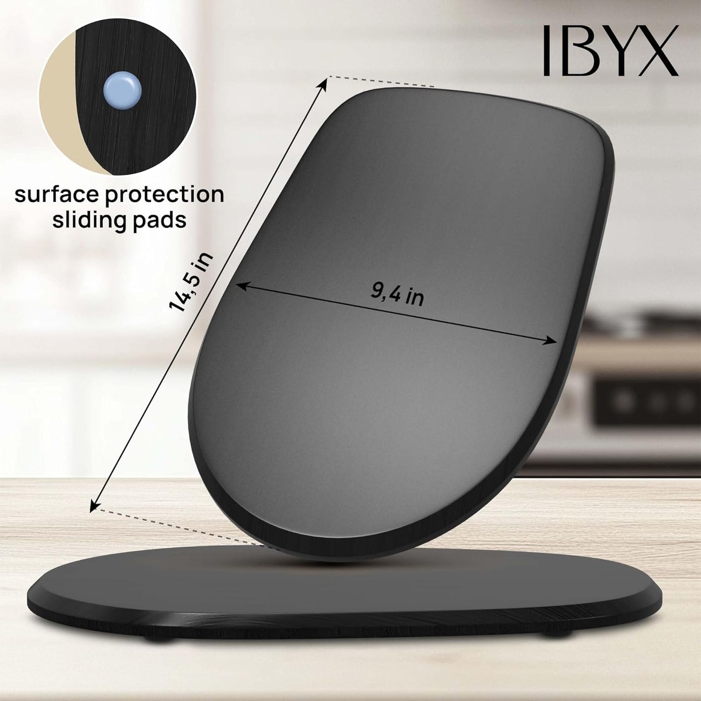 Ibyx Elegant Sliding Tray - Compatible with 4.5 Qt KitchenAid Stand Mixers and Other Heavy Appliances (Black)