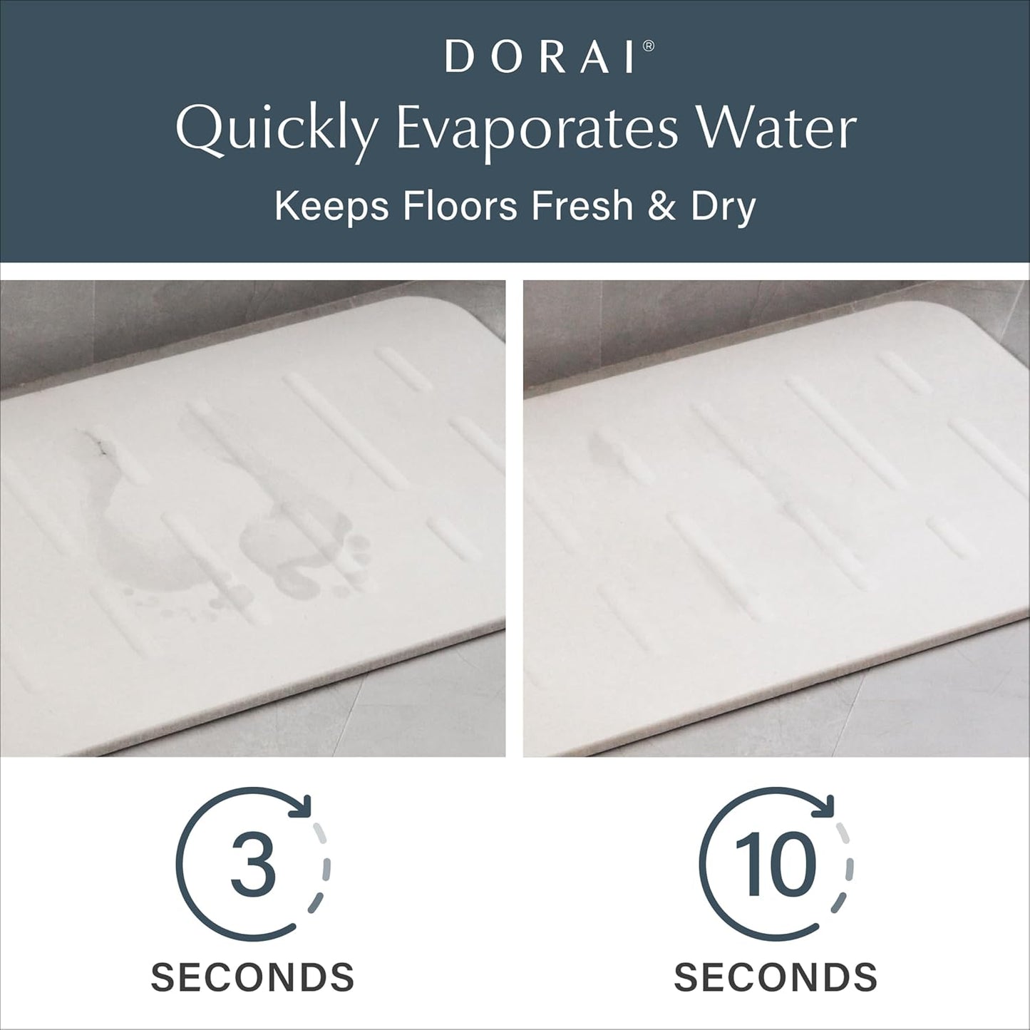 Dorai Home Bath Stone Mat 23.6"x15.4" (2-Pack) – Quick-Dry, Non-Slip Diatomite Stone Bath Mat, Rain Sandstone