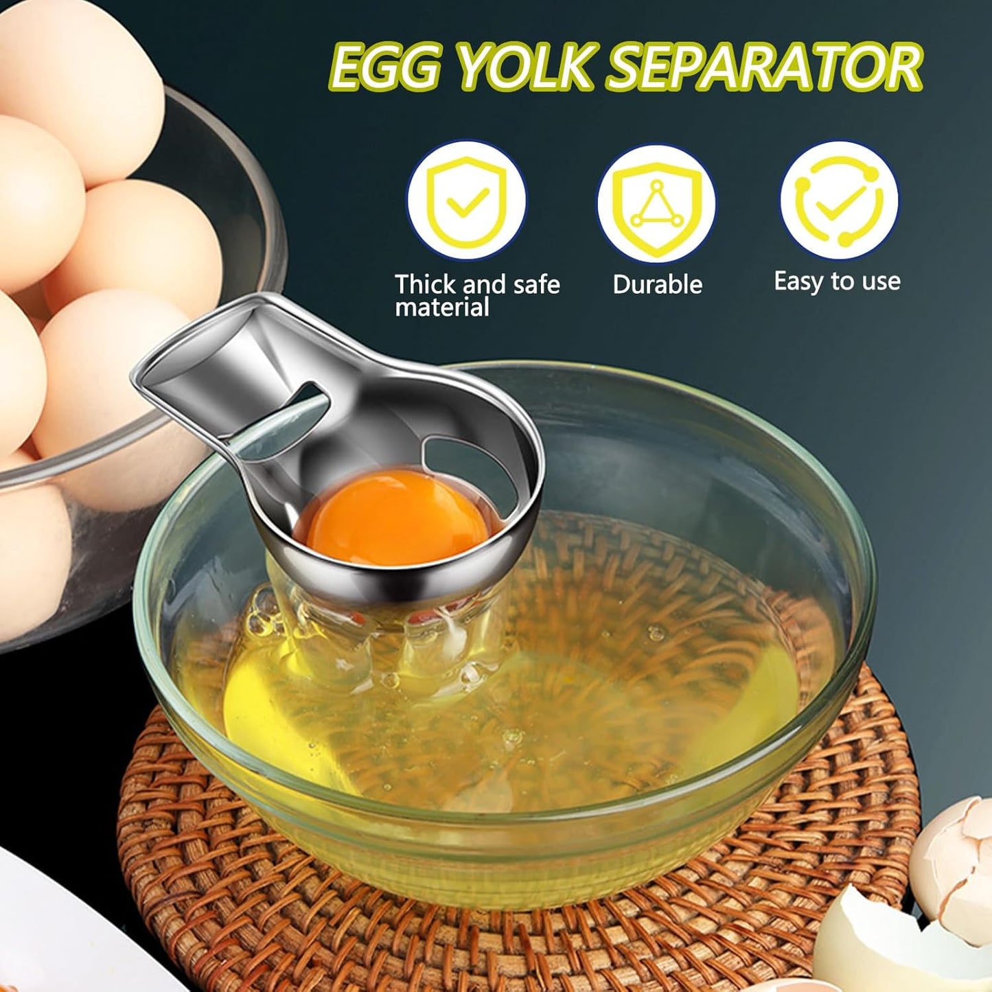 Egg Yolk Separator, Egg Cracker Tool for Raw Eggs, Food Grade Stainless Steel Egg White Separator, Cute Kitchen Accessories