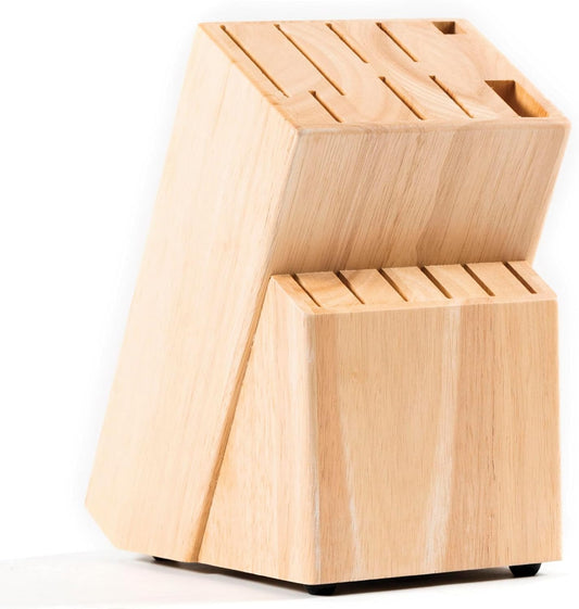 Coninx Rubber Wood Kitchen Knife Block - 15 Slots Knife Holder - Professional Quality Wood Knife Organizer - Secure Knife Stand To Keep Knives Neat & Sharp - Knife Blocks for Kitchen Knife Storage