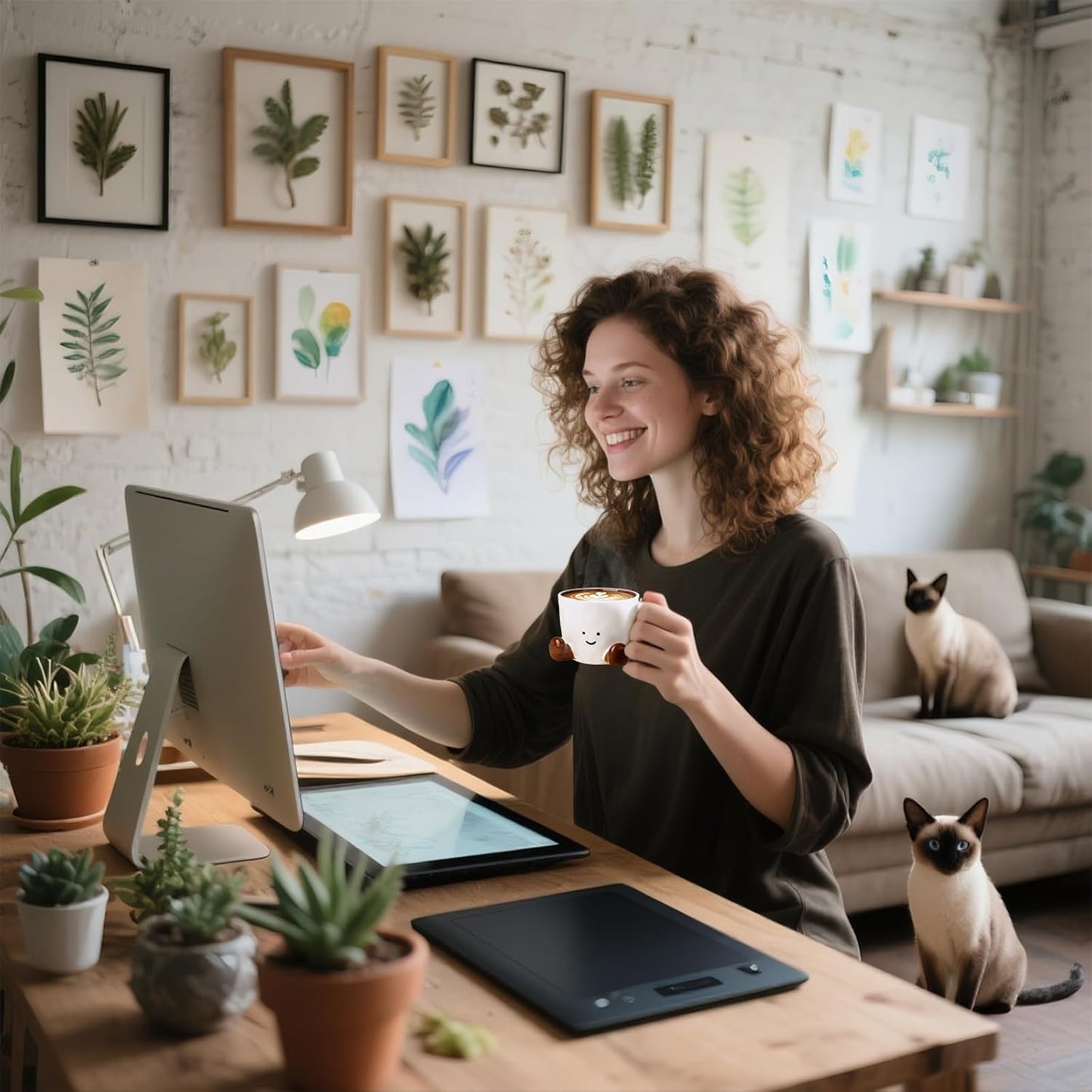 Cute Coffee Mug for Women, Ceramic Funny Coffee Cup - 12 oz Novelty Unique Teacup with Handle - Artistic Coffee Mug for Family, Friends, Coworkers