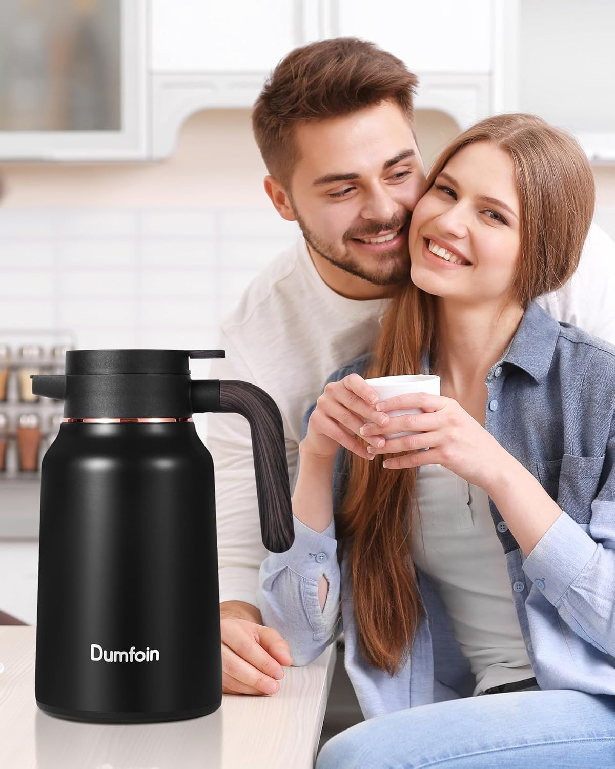 Carafes for Hot Liquids 51oz - 12 Hour Stainless Steel Thermal Coffee Carafe-Insulated Coffee Carafes For Keeping Hot/Cold Coffee, Tea, Water, 1.5 Liter Beverage Dispenser(Black)