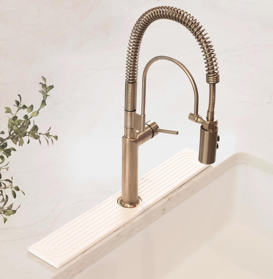 Drying Stone Faucet Mat for Kitchen Sink | Diatomite Sink Tray | Super Absorbent Quick Drying Stone Mat | Kitchen Tray for Counter | Faucet Splash Guard for Bathroom Counter (White, 23.6" x 3.9")