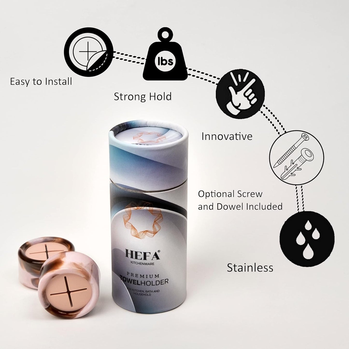 HEFA Towel Holder, Towel Hooks, Dish Towel Holder, Kitchen Organization, Bathroom Accesories, Kitchen Towel Hook, Kitchen Towel Holder, Christmas Gift, Kitchen Gadgets 4 Pack