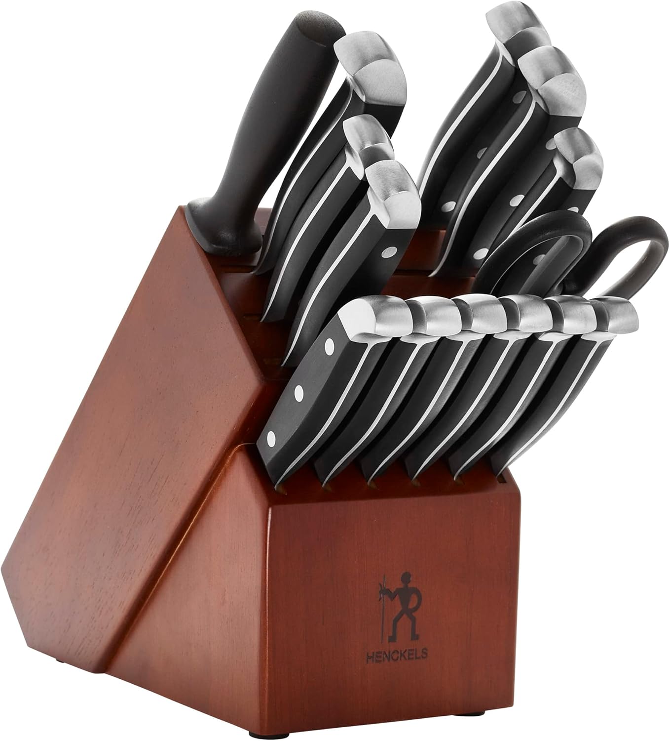 HENCKELS Premium Quality 15-Piece Knife Set with Block, Razor-Sharp, German Engineered Knife Informed by over 100 Years of Masterful Knife Making, Lightweight and Strong, Dark Brown