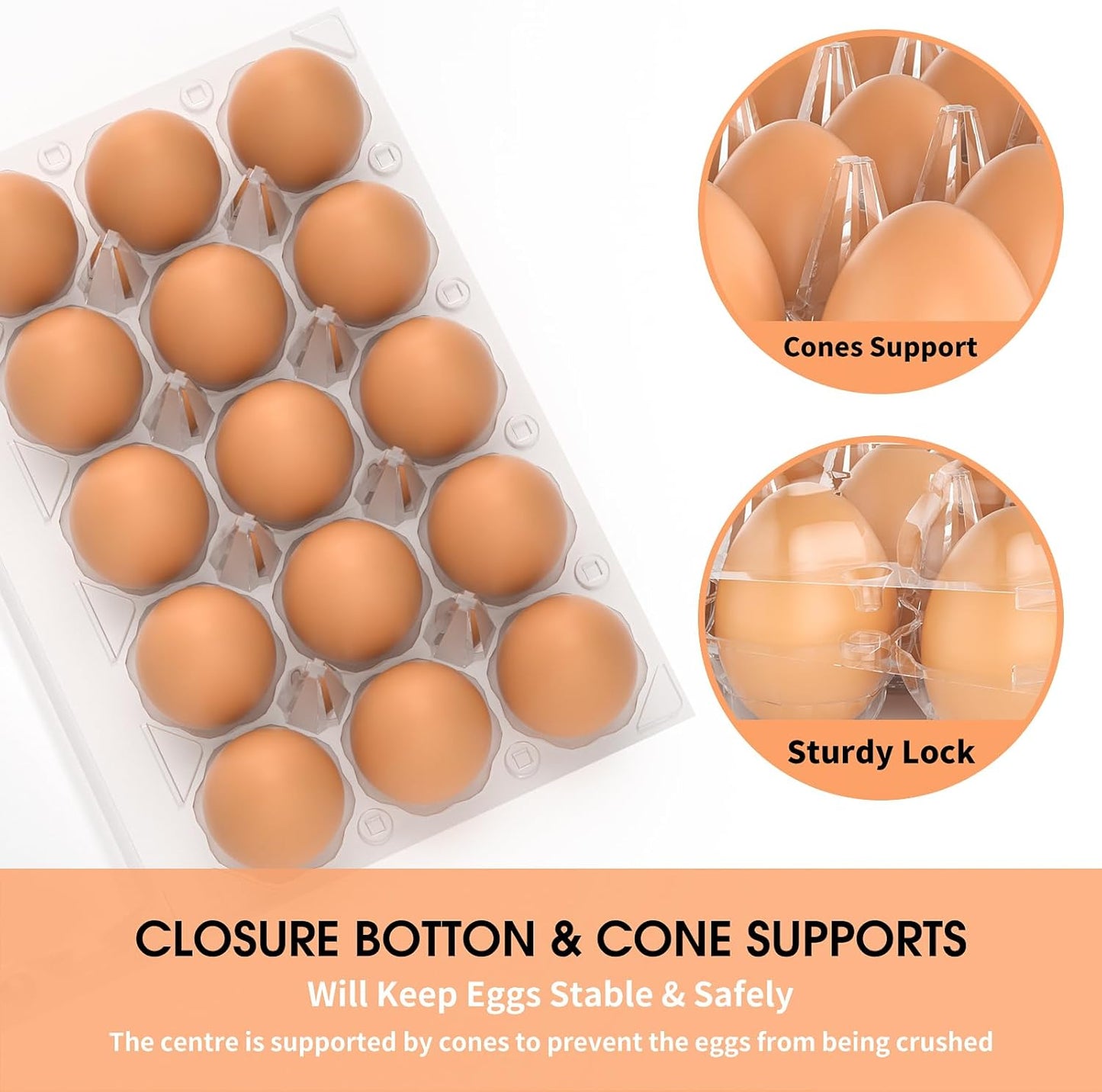 EVANCENT Egg Cartons Cheap Bulk 48 Pack, 1 Dozen Plastic Egg Carton for Refrigerator, Reusable Egg Container holders for Storing, Sharing, Selling, Clear Tray for Home Ranch Farm Market-2x6 Grids