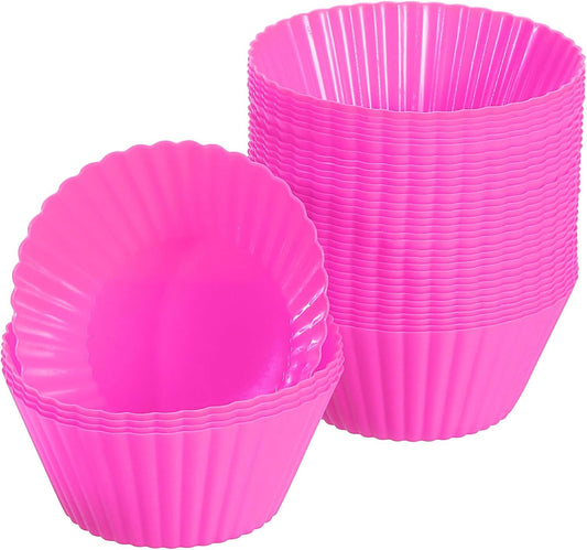 uxcell 36Pcs Silicone Cupcake Liners, Non-Stick Baking Cups, for Cooking Eggs, Baking Muffins and Make a Cake(Rose Red)