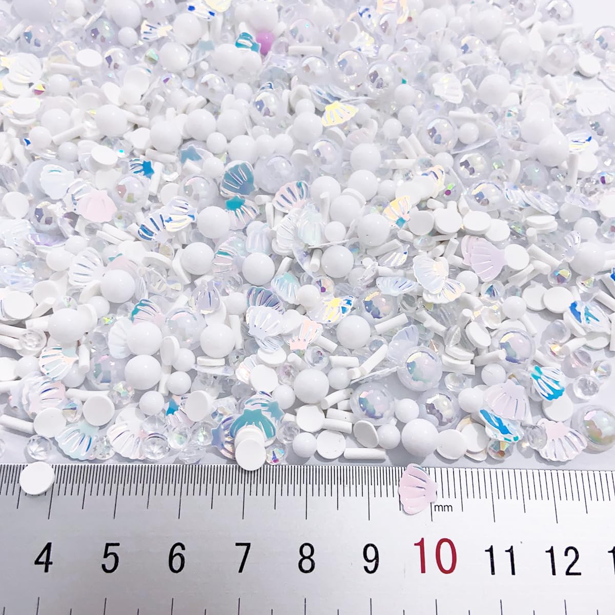 EHOPE Fake Sprinkles Polymer Sprinkles Faux Sprinkles Fake Candy Sprinkles Clay Sprinkles Polymer Clay Slices for Nail Art DIY Crafts Cake Phone Case(40G-Silver BeiKe+ Bead-47)