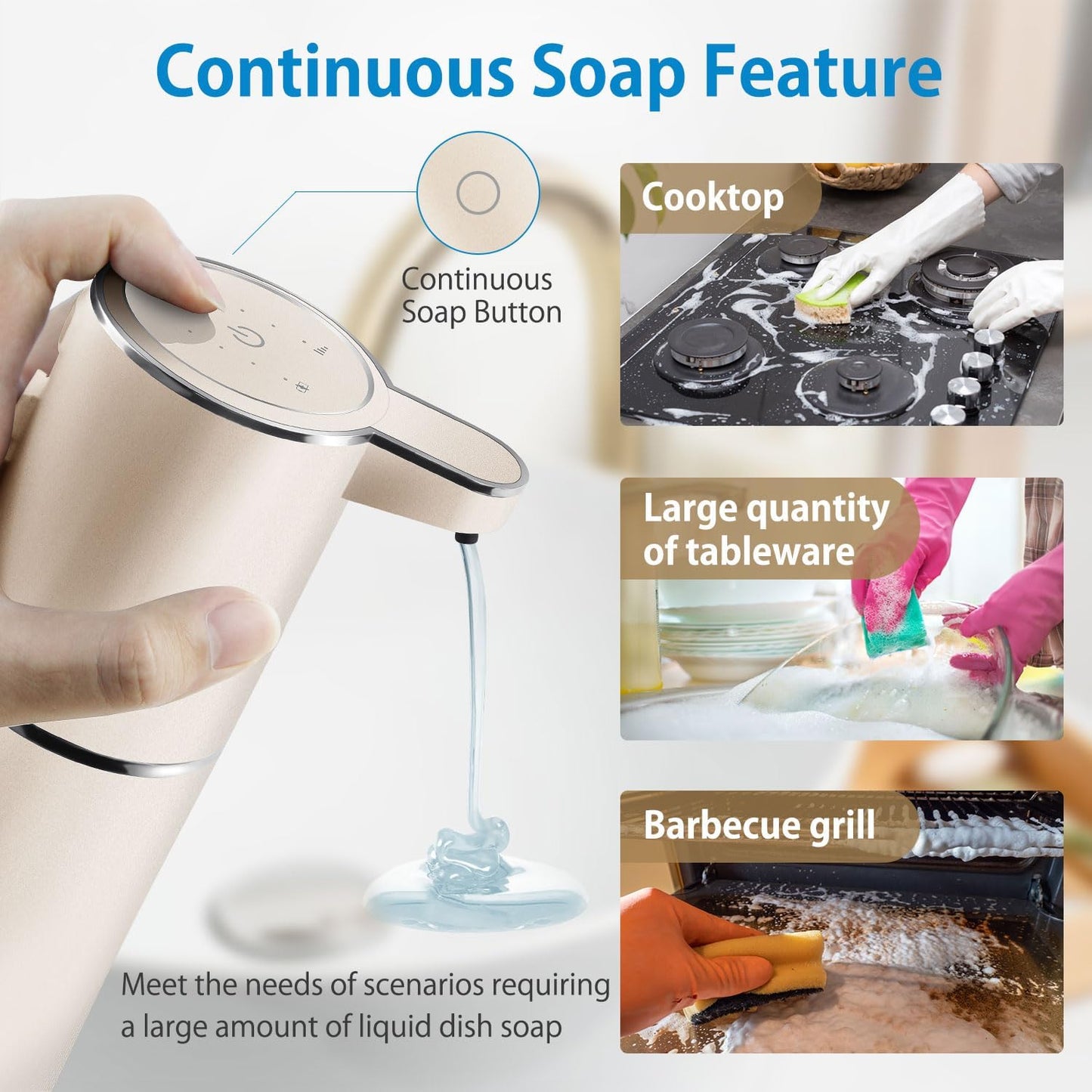 Automatic Liquid Soap Dispenser,4-Level Adjustable, Wall Mount,USB Rechargeable,12.8oz/ 380ml,Touchless Hand & Dish Soap Dispenser for Bathroom, Kitchen,Hotel, Restaurant