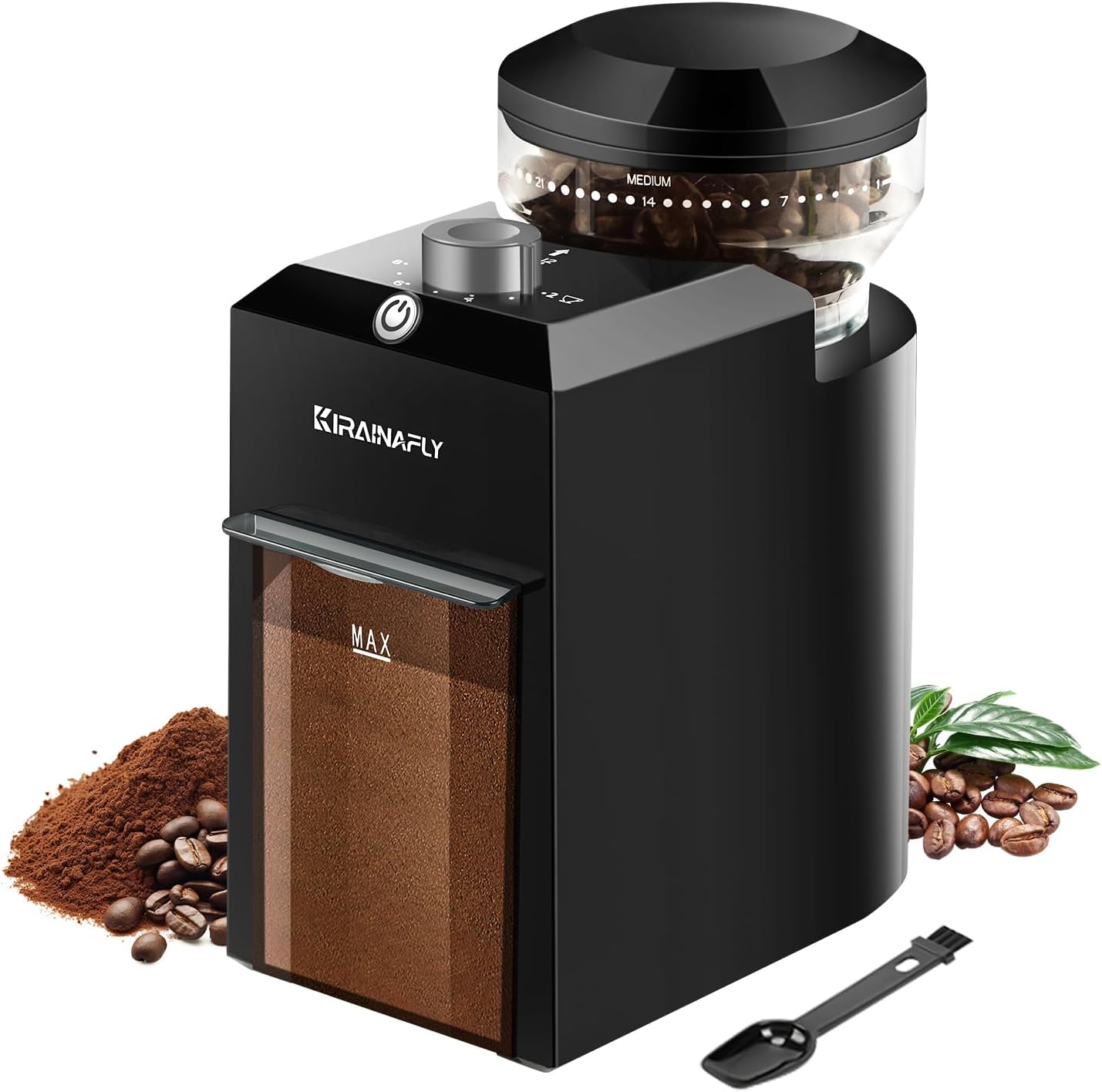 Electric Burr Coffee Grinder,Adjustable coffee grinder with 28 Precise Grind Setting for French Press, Drip Coffee and Espresso,12 Cups, (Black+Gray)