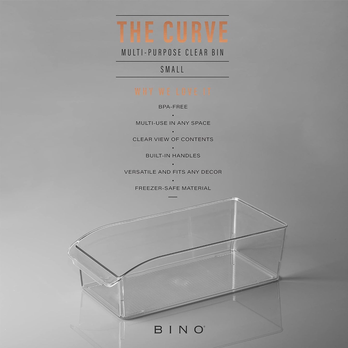 BINO | Plastic Storage Bins, Small | THE CURVE COLLECTION | Multi-Use Organizer Bins | Storage Containers Kitchen, Pantry and Home Organization | Fridge Organizers | Pantry Organization and Storage