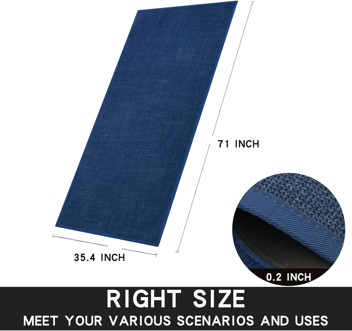 Kitchen Mat, Cushioned Non Slip Rugs for Kitchen Floor, Absorbent Runner Comfort Standing Mats Washable for Kitchen, Office, Home (Dark Blue, 35.4"x71")