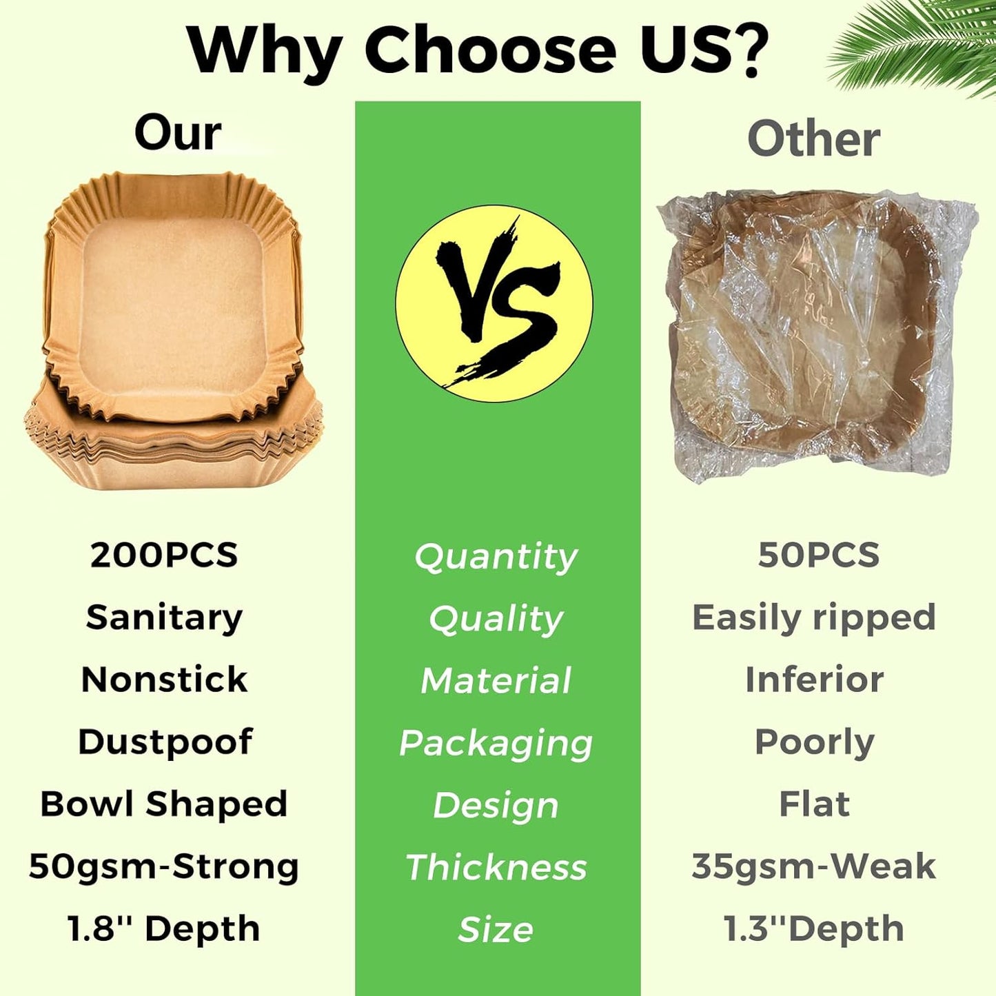 Ctizne Air Fryer Liners Disposable, 200PCS 6.5 Inch Square Parchment Paper Liner for Air Fryer, Grease and Waterproof Baking Liner for 3-5 QT Airfryer Basket