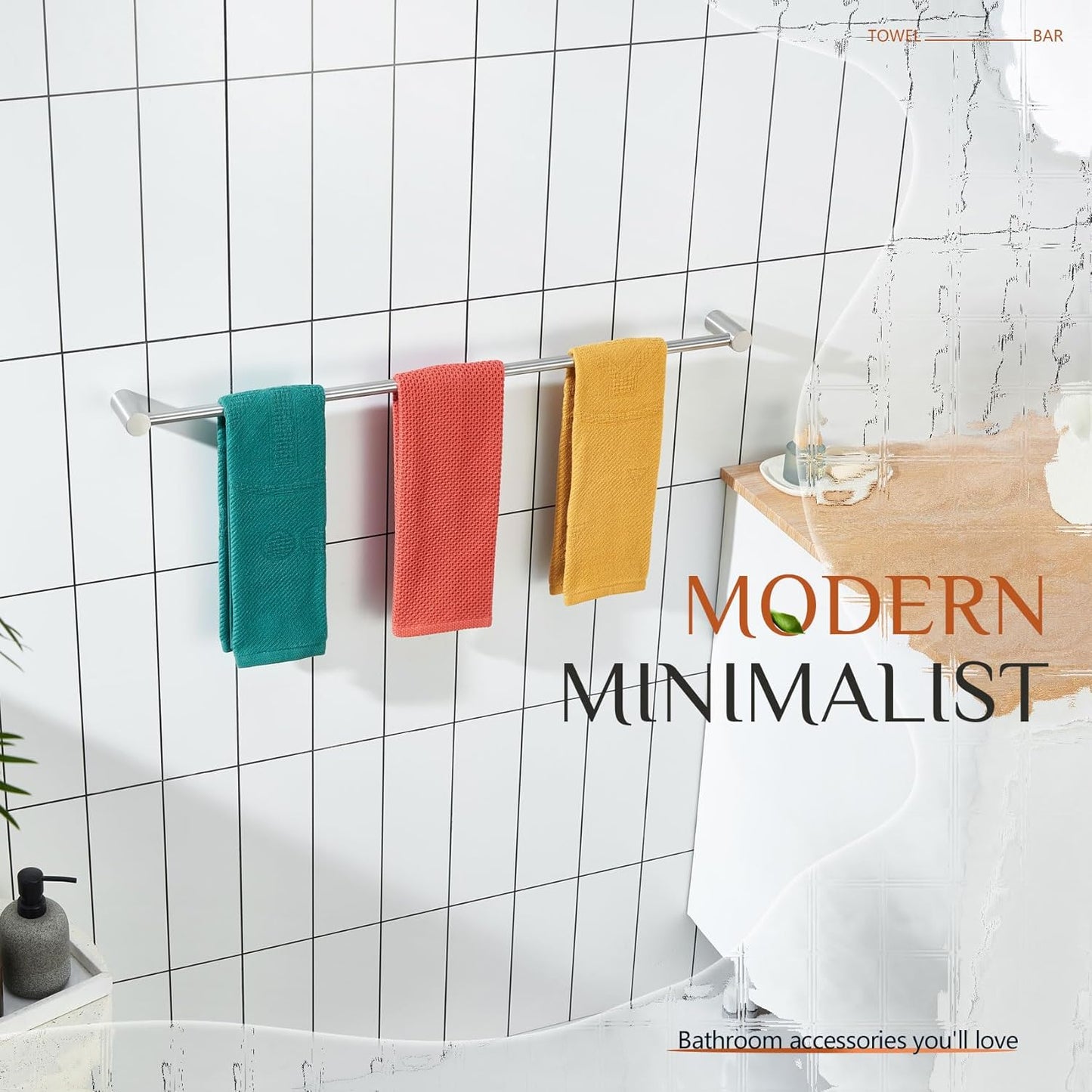 KOKOSIRI Bath Towel Bars Brushed Nickel Bathroom Towel Holder 32-Inch Wall Mounted Racks Bathroom Hardware Accessories Stainless Steel, B4007BR-L32