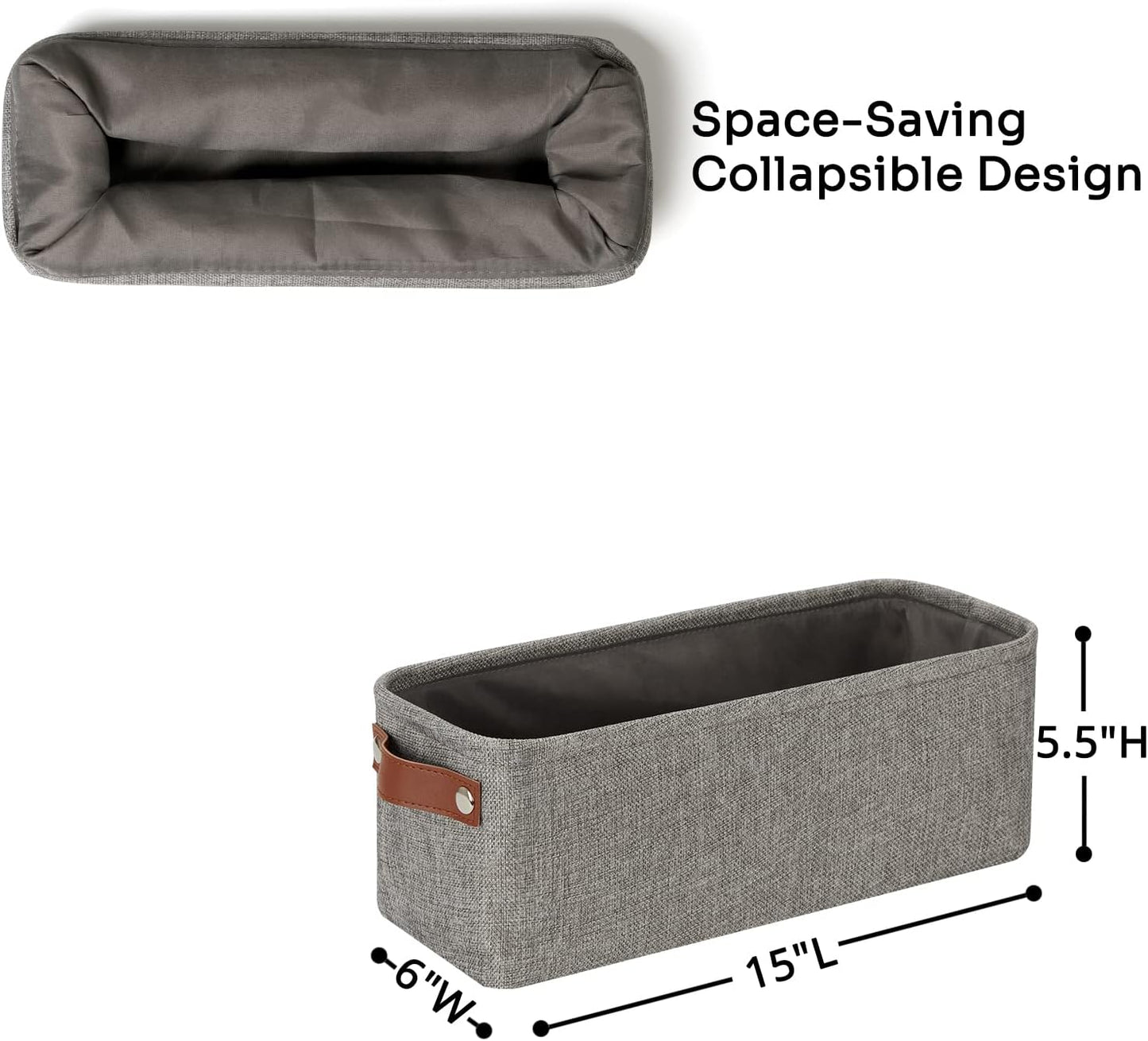 DULLEMELO Soft Cotton Fabric Bathroom Storage Baskets 2 Pack Fabric Shelf Baskets for Gifts Empty Small Storage Organizer for Closet,Toys,Bedroom (Grey)