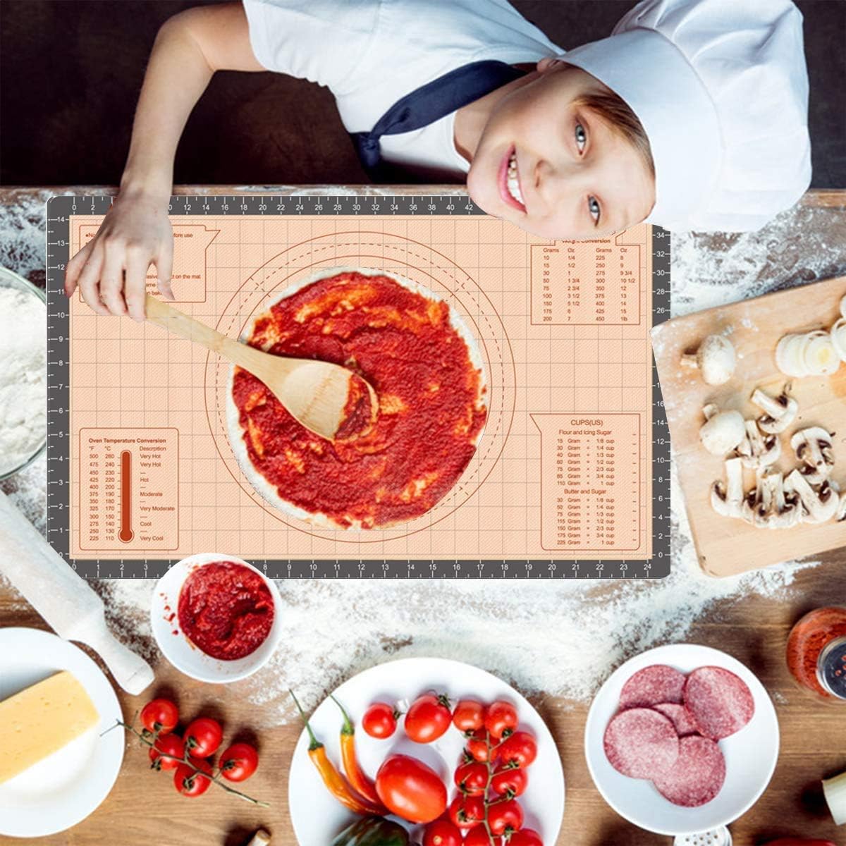 Pastry Baking Mat 28x20 Inch - Larger Silicone Baking Pastry Mat for Rolling Dough,Non Silp Silicon Dough Sheet Mat with Measurement,Perfect for Making Pie,Pizza